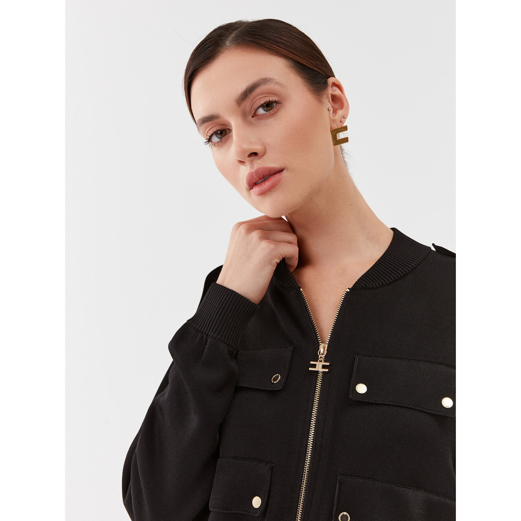 Elisabetta Franchi Яке бомбър MK-73S-36E2-V420 Черен Regular Fit - Pepit.bg