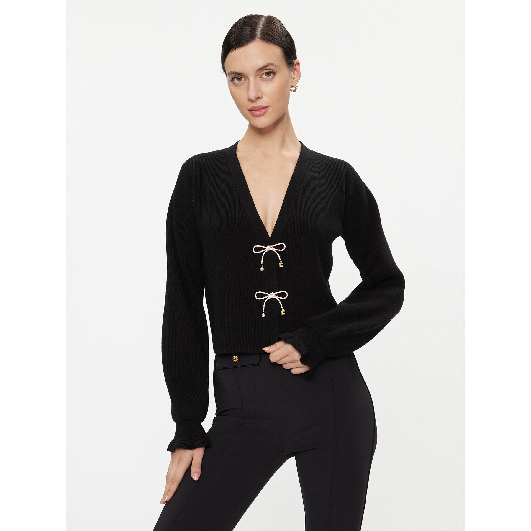 Elisabetta Franchi Кардиган MK-26S-37E2-V340 Черен Regular Fit - Pepit.bg