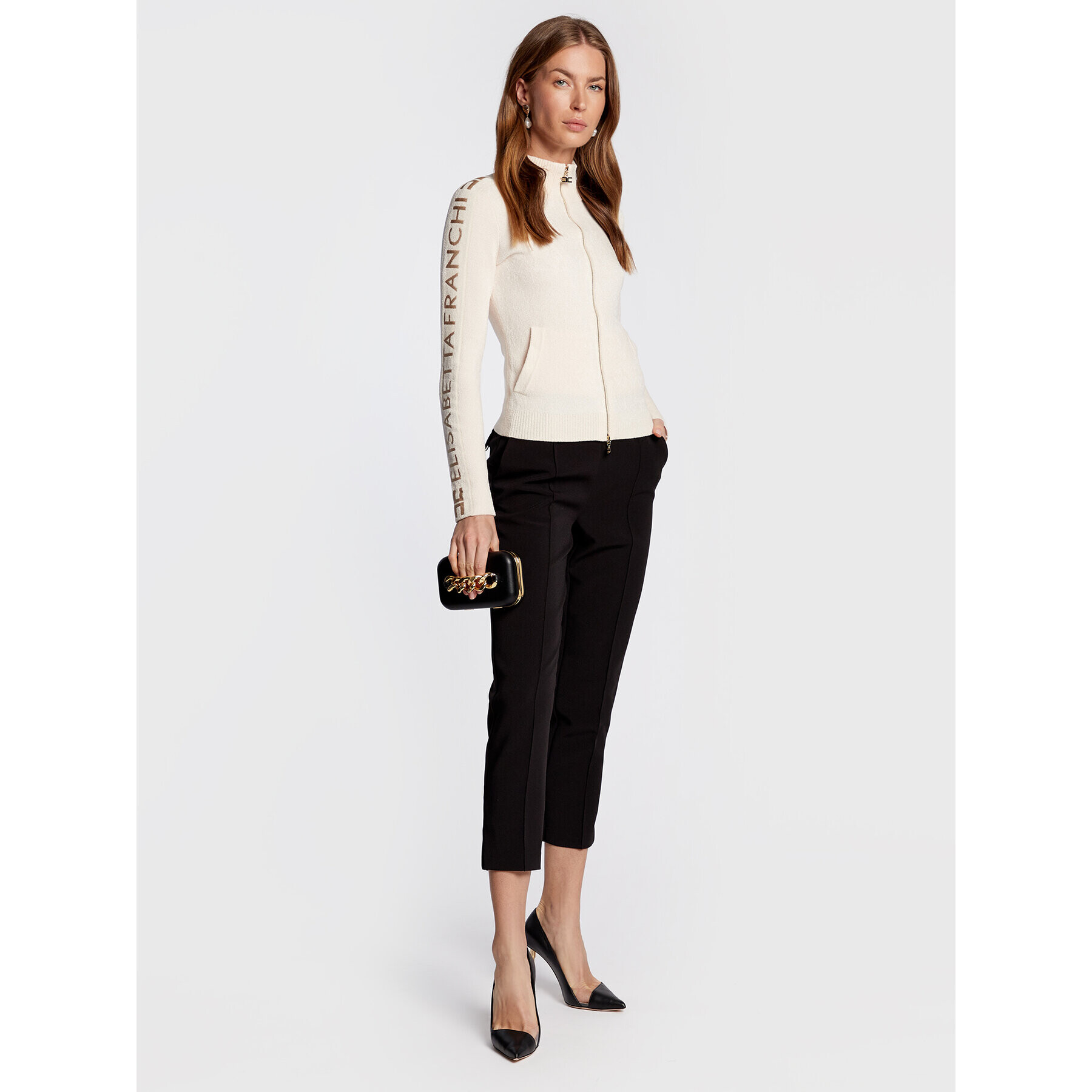 Elisabetta Franchi Кардиган MK-44S-26E2-V370 Бежов Slim Fit - Pepit.bg