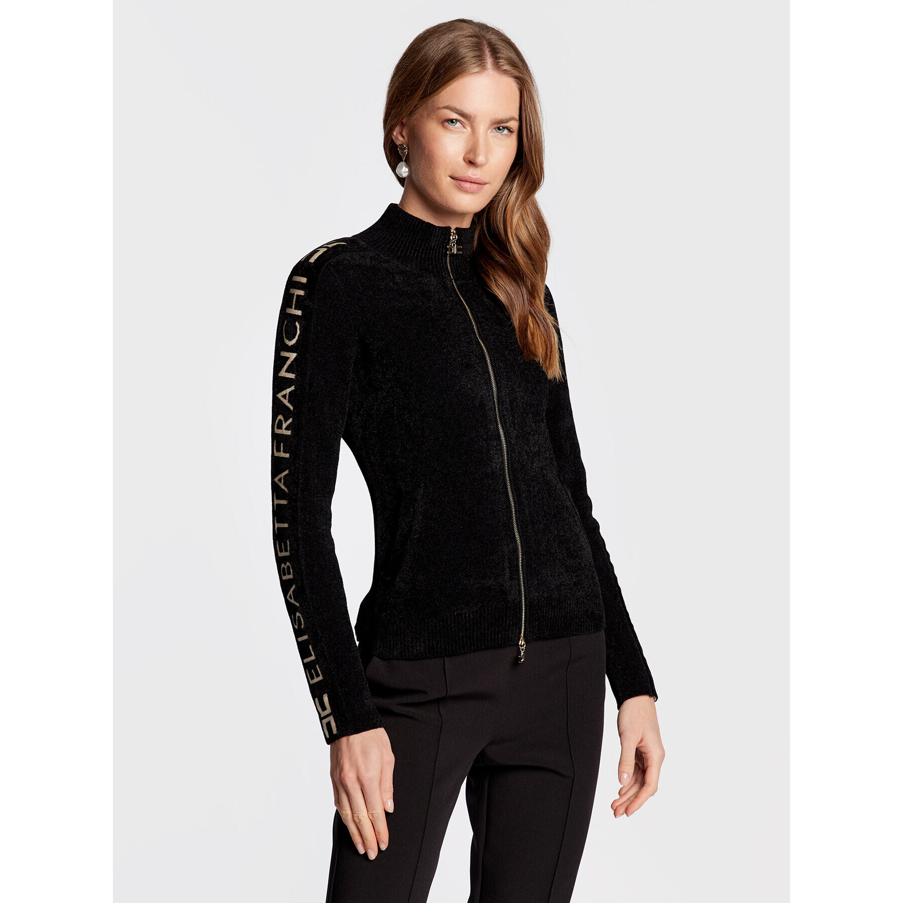 Elisabetta Franchi Кардиган MK-44S-26E2-V370 Черен Slim Fit - Pepit.bg