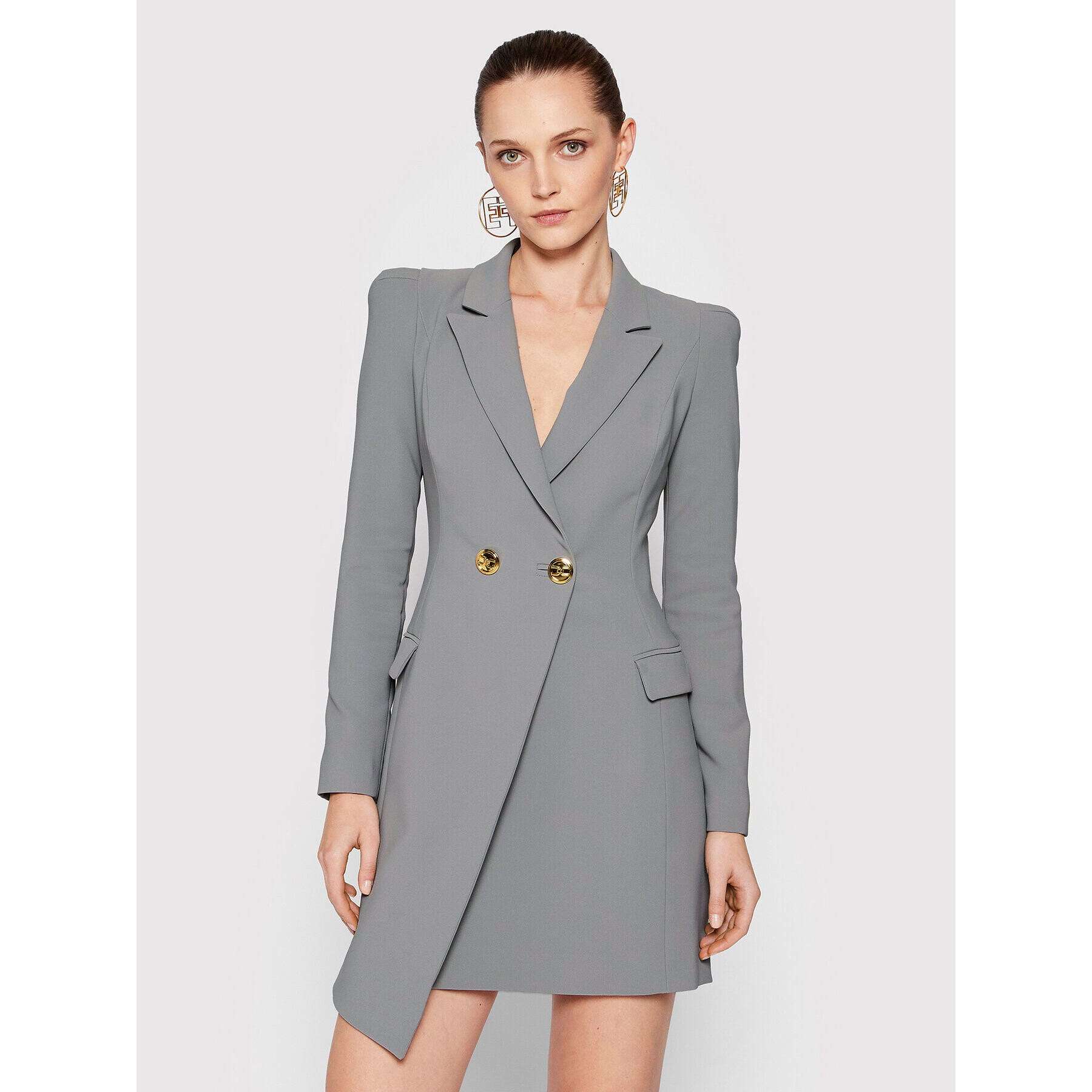 Elisabetta Franchi Коктейлна рокля AB-091-16E3-V449 Сив Slim Fit - Pepit.bg