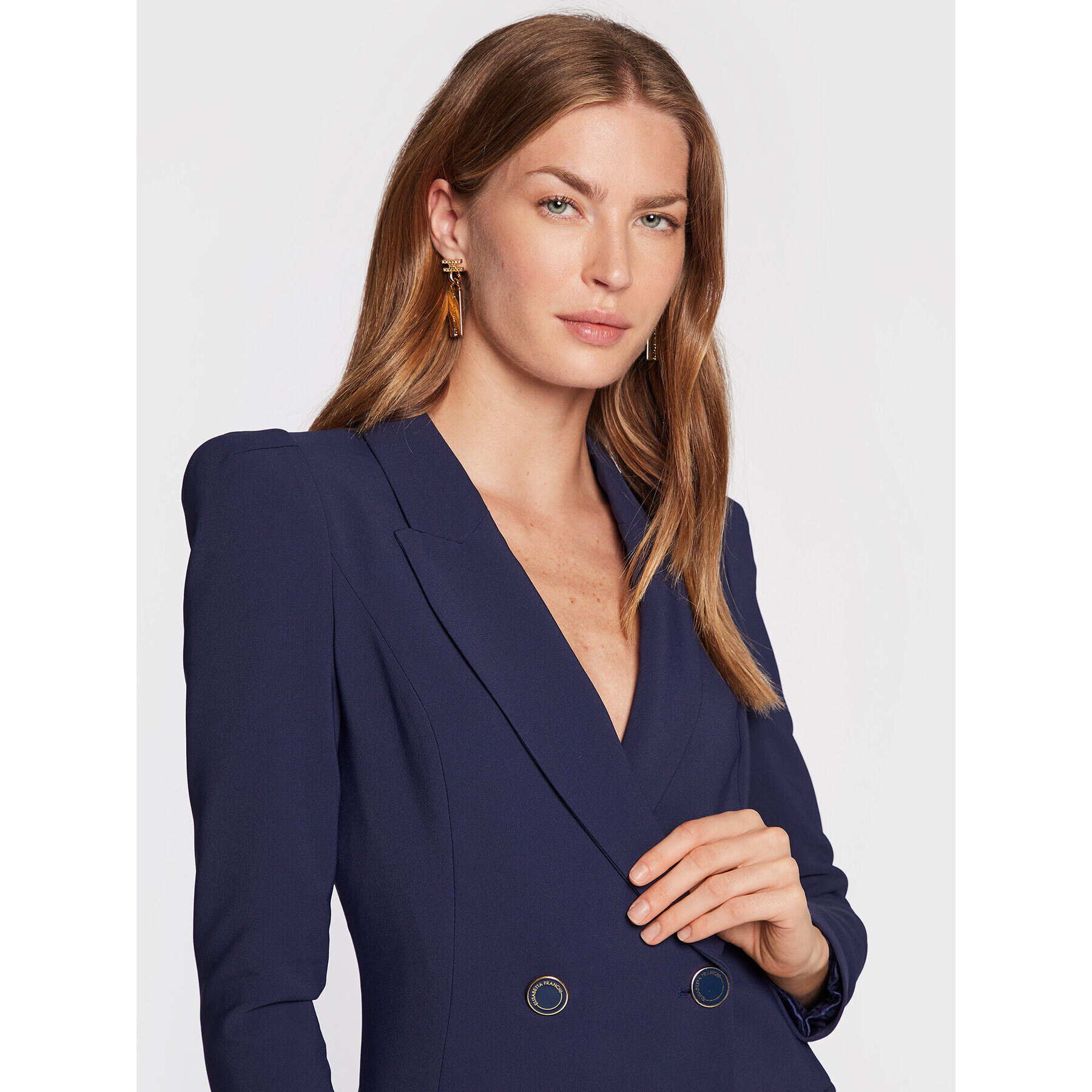 Elisabetta Franchi Коктейлна рокля AB-161-26E2-V460 Тъмносин Slim Fit - Pepit.bg