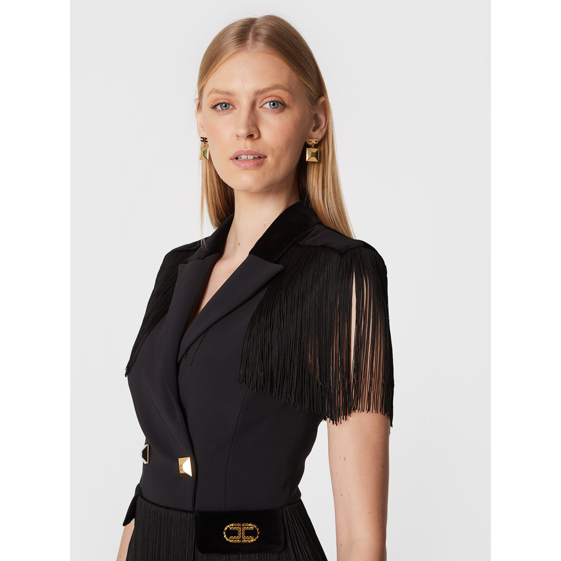 Elisabetta Franchi Коктейлна рокля AB-311-27E2-V580 Черен Slim Fit - Pepit.bg