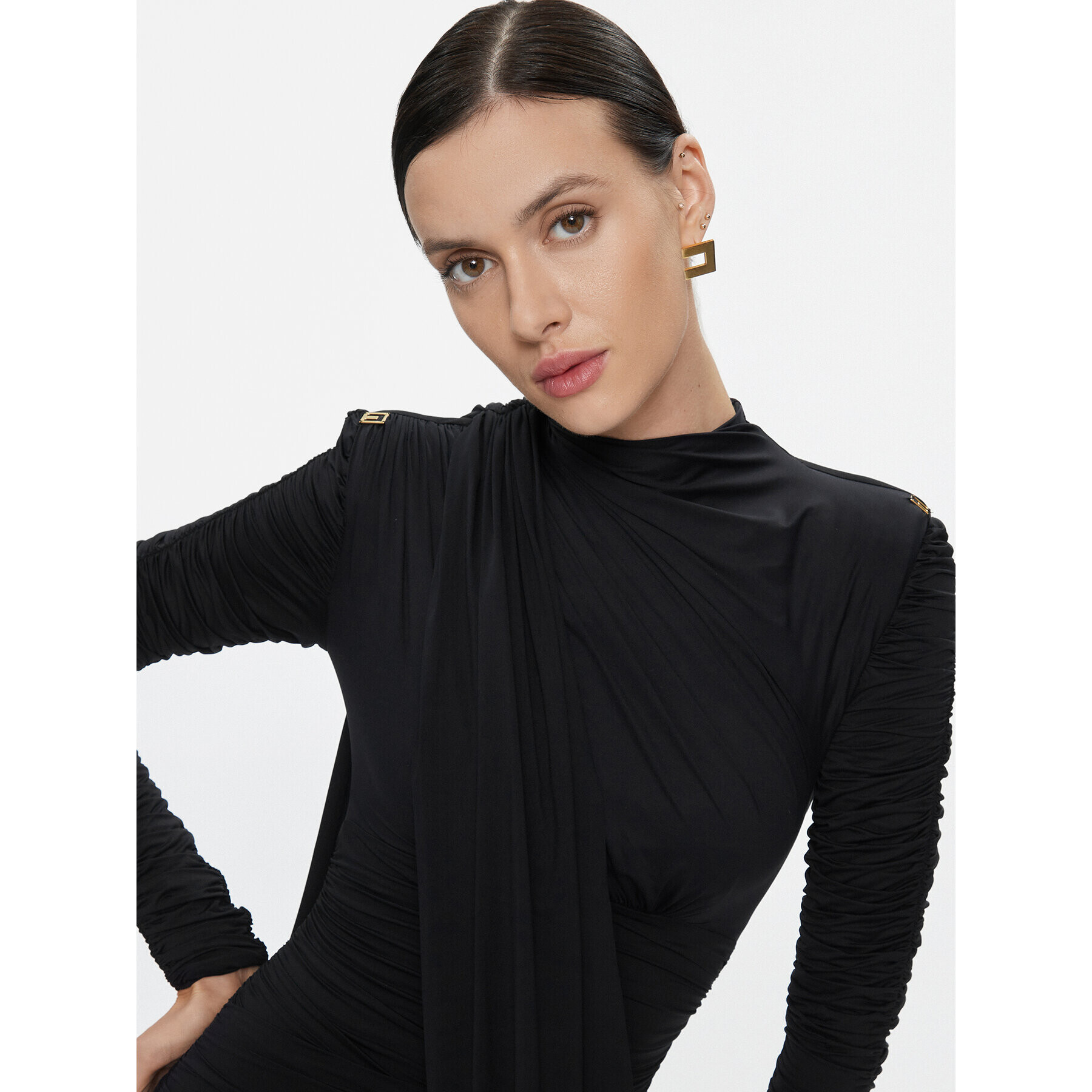 Elisabetta Franchi Коктейлна рокля AB-398-37E2-V450 Черен Slim Fit - Pepit.bg