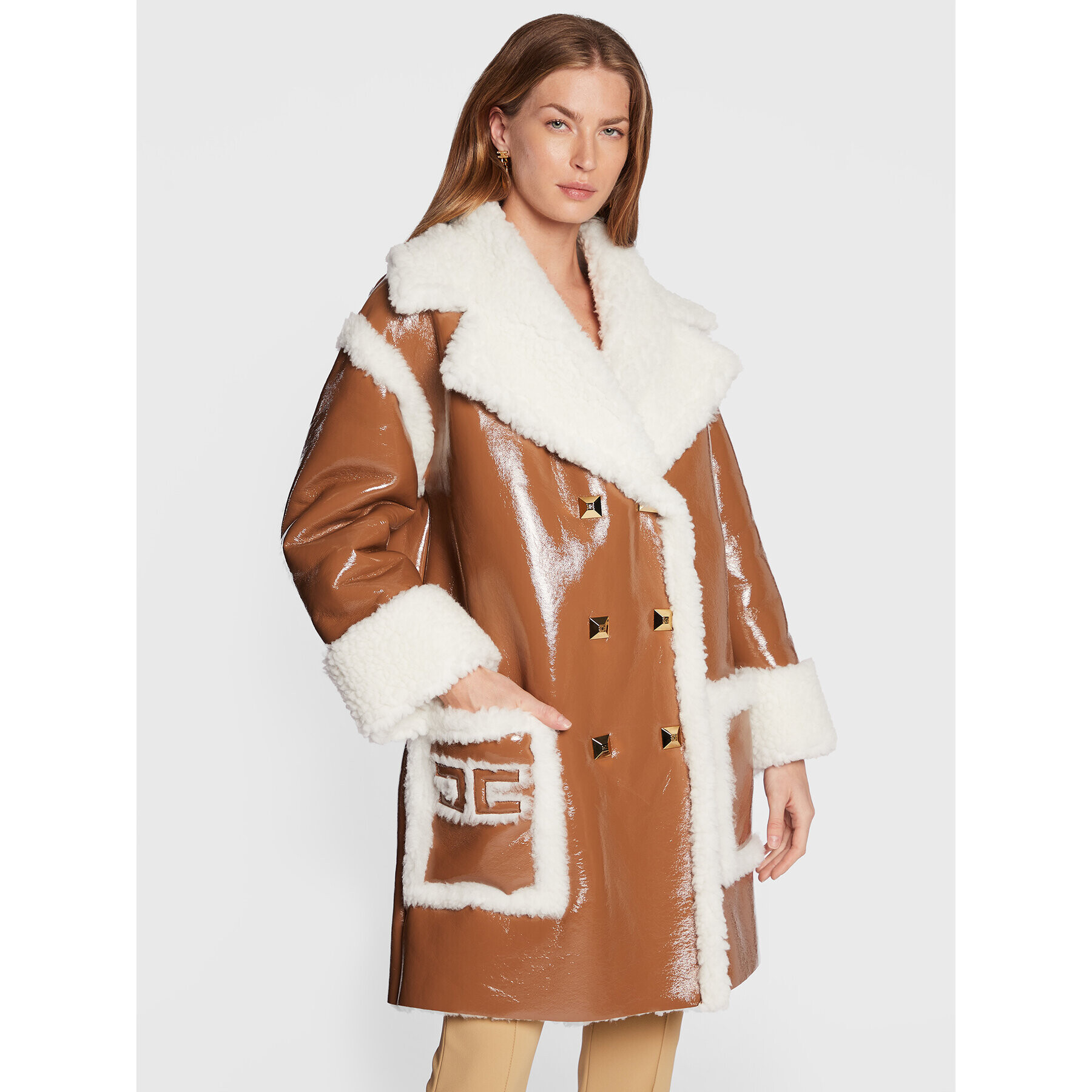 Elisabetta Franchi Кожух CP-41A-26E2-V900 Кафяв Regular Fit - Pepit.bg