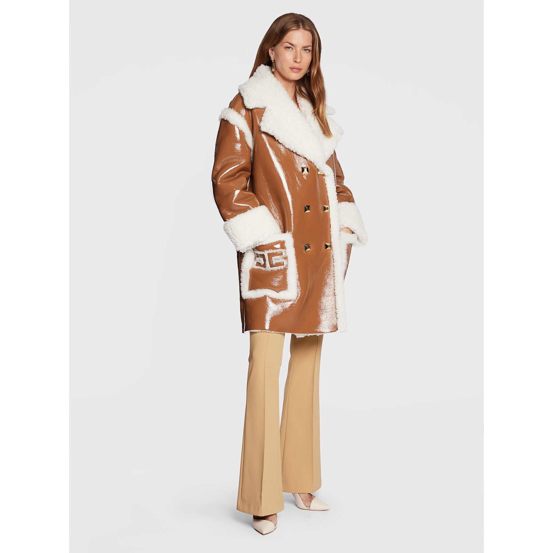 Elisabetta Franchi Кожух CP-41A-26E2-V900 Кафяв Regular Fit - Pepit.bg