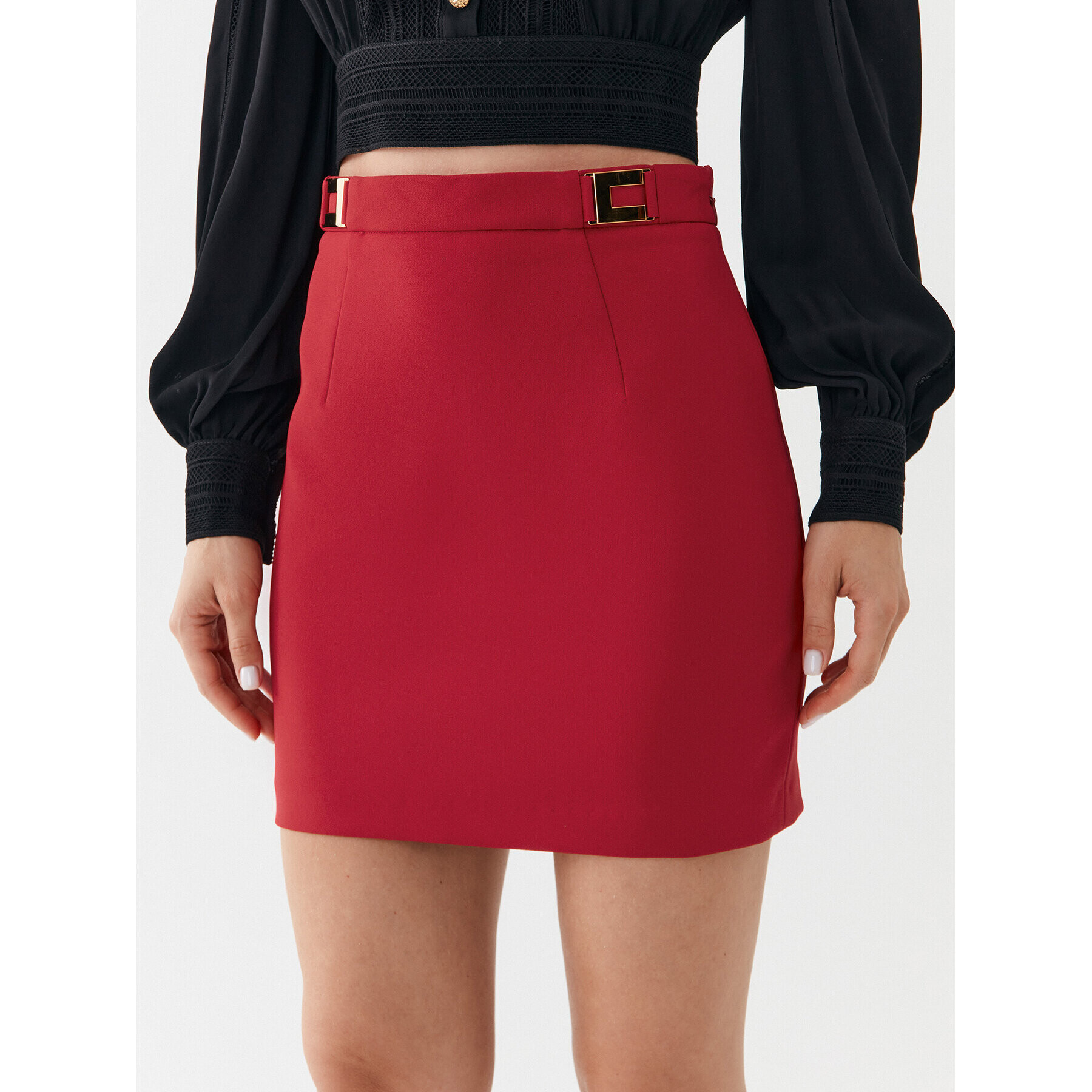 Elisabetta Franchi Мини пола GO-018-36E2-V220 Червен Slim Fit - Pepit.bg