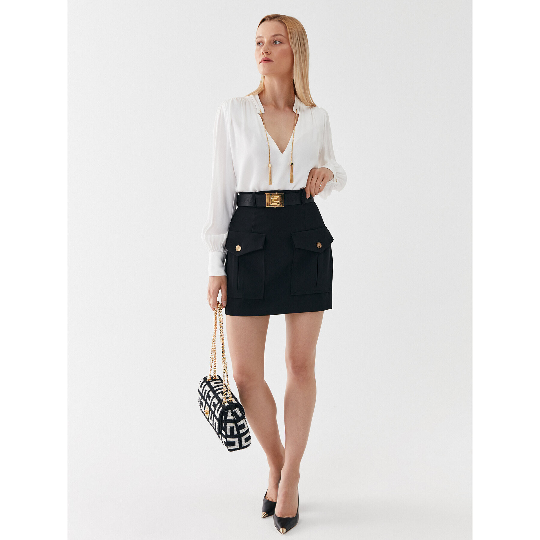 Elisabetta Franchi Мини пола GO-032-36E2-V350 Черен Regular Fit - Pepit.bg