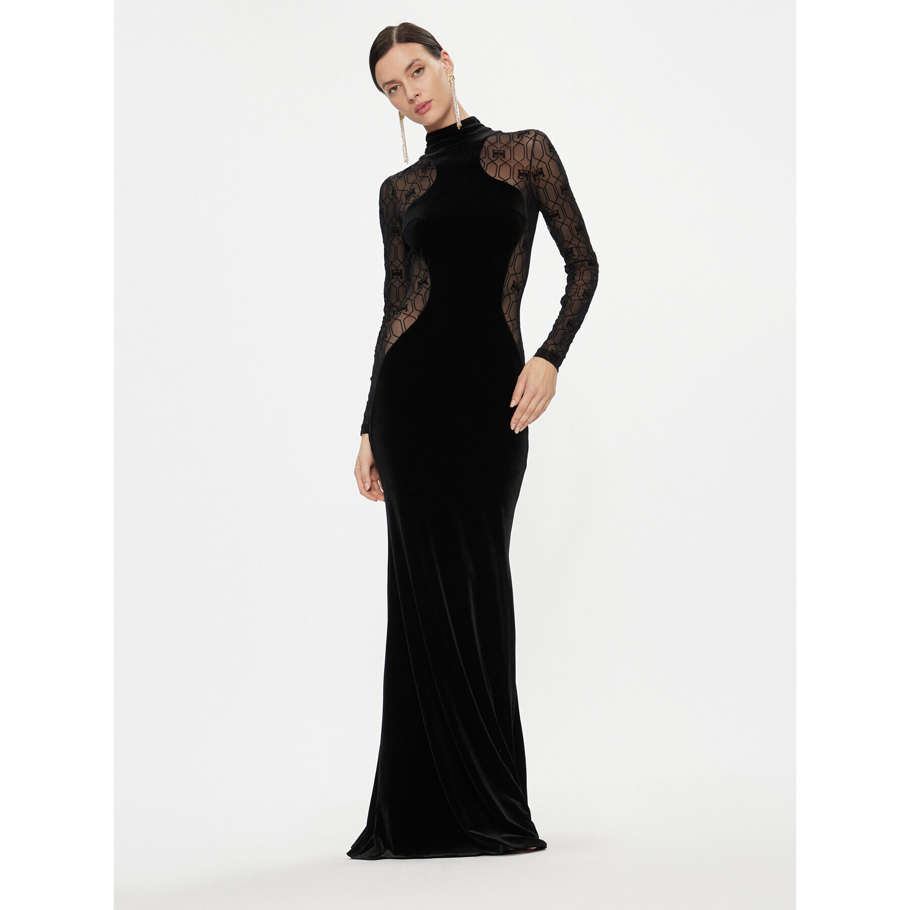 Elisabetta Franchi Официална рокля AB-472-37E2-V590 Черен Slim Fit - Pepit.bg