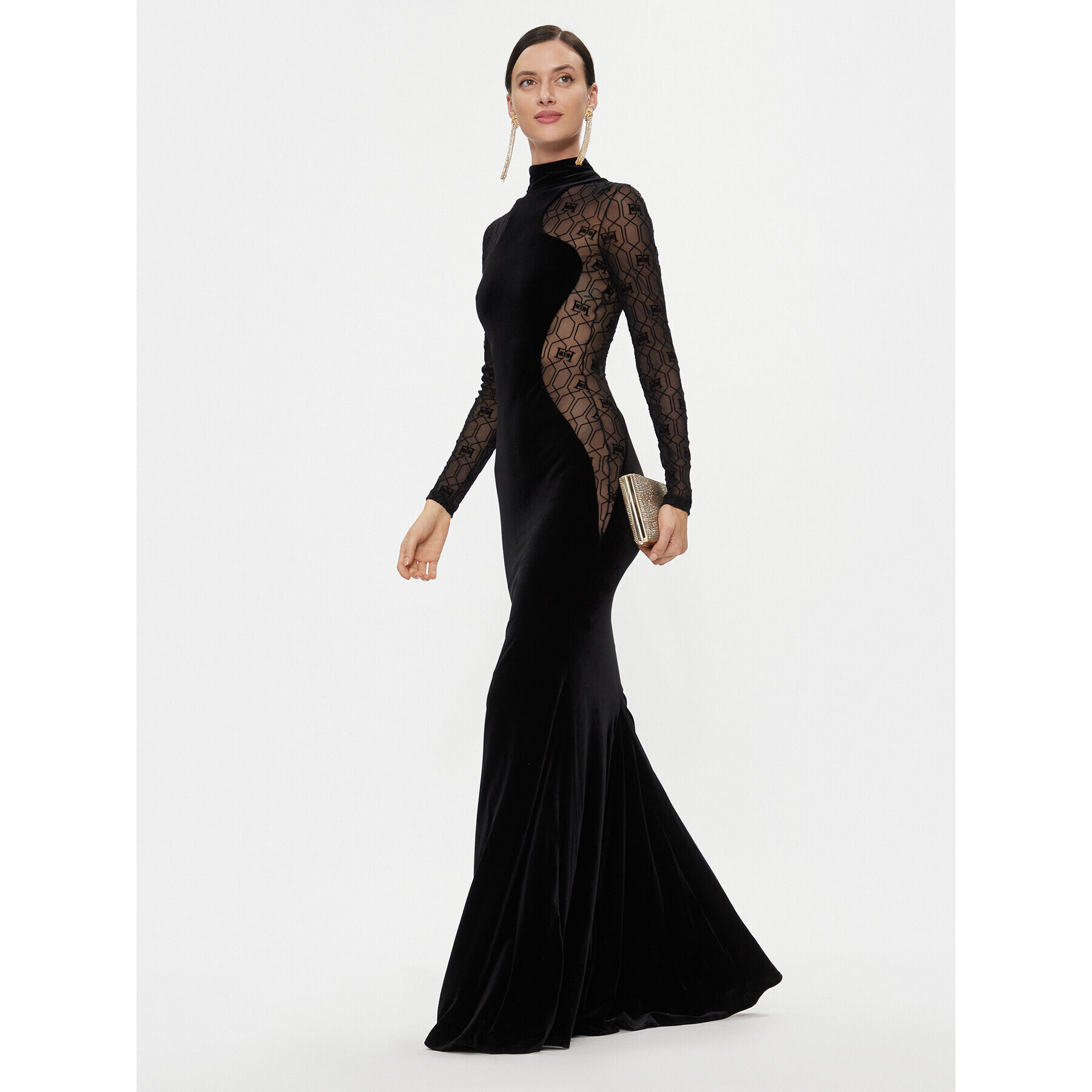 Elisabetta Franchi Официална рокля AB-472-37E2-V590 Черен Slim Fit - Pepit.bg