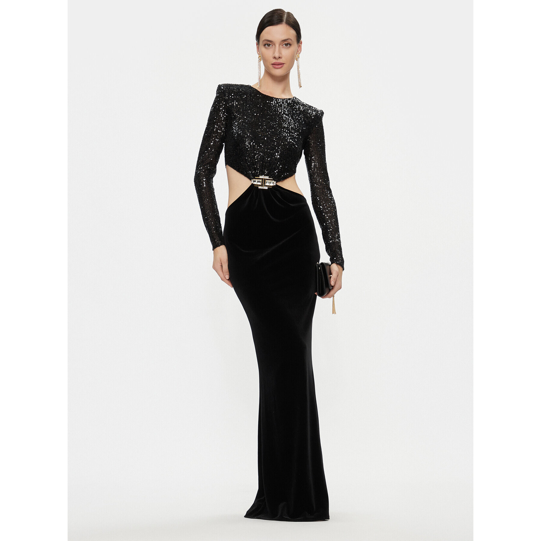 Elisabetta Franchi Официална рокля AB-512-37E2-V650 Черен Regular Fit - Pepit.bg