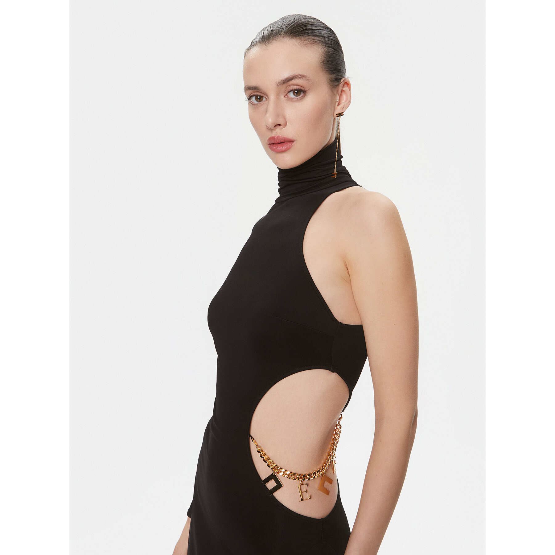 Elisabetta Franchi Официална рокля AB-555-41E2-V680 Черен Regular Fit - Pepit.bg