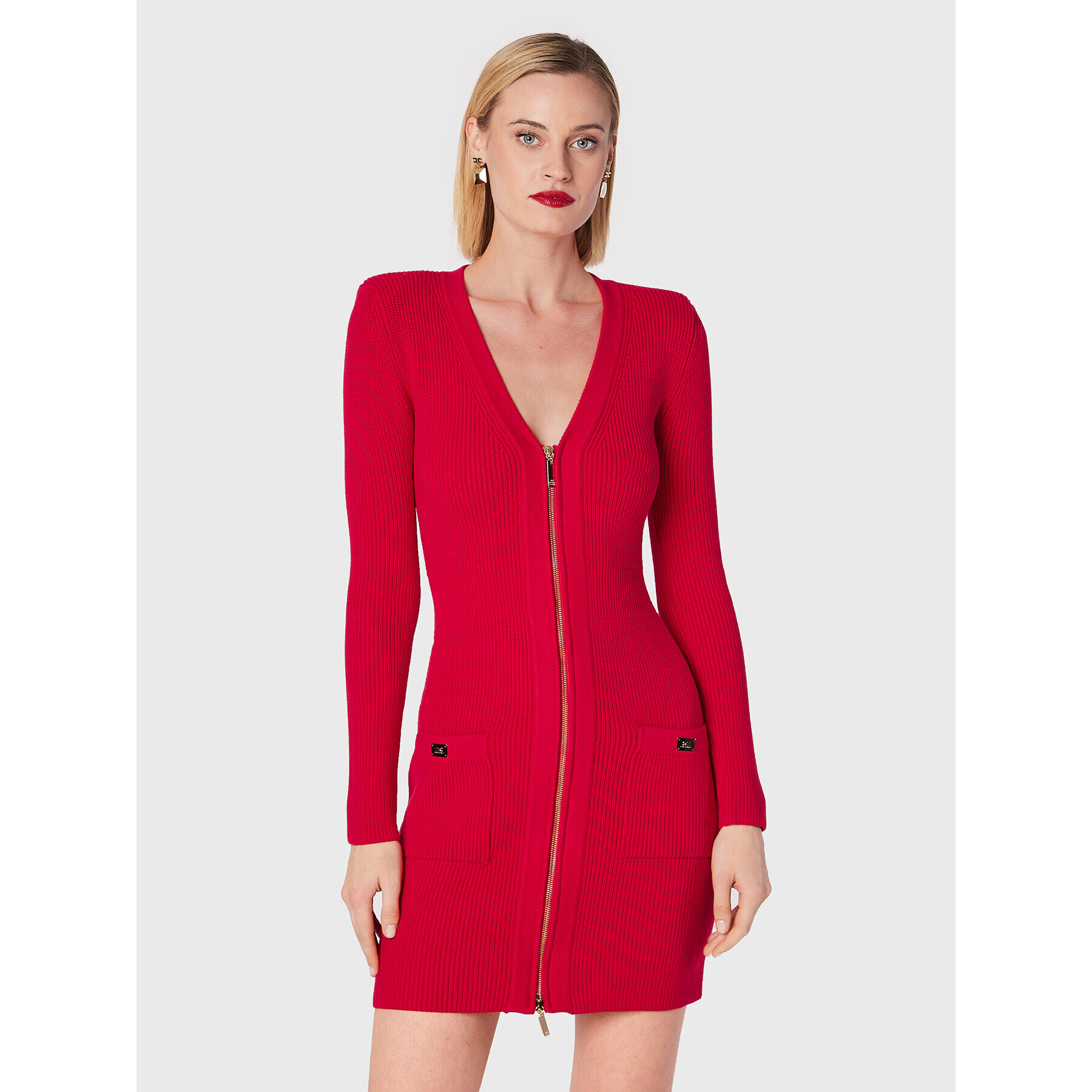 Elisabetta Franchi Плетена рокля AM-65T-26E2-V550 Червен Slim Fit - Pepit.bg