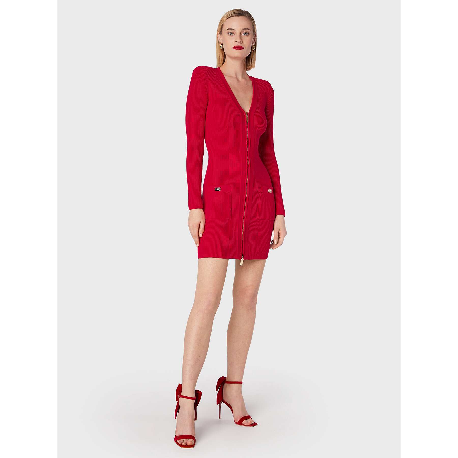 Elisabetta Franchi Плетена рокля AM-65T-26E2-V550 Червен Slim Fit - Pepit.bg