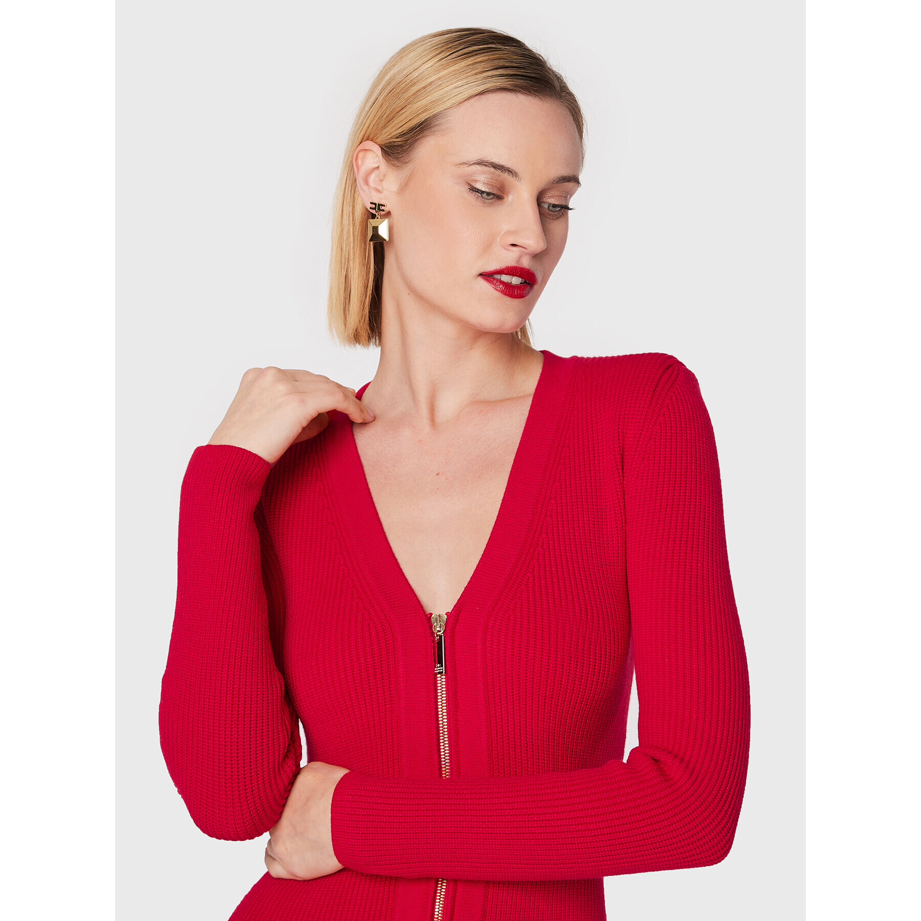 Elisabetta Franchi Плетена рокля AM-65T-26E2-V550 Червен Slim Fit - Pepit.bg