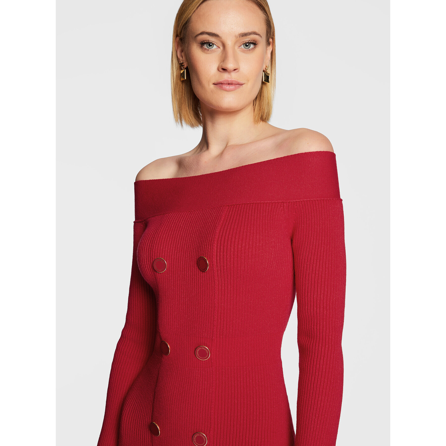 Elisabetta Franchi Плетена рокля AM-70T-26E2-V520 Червен Slim Fit - Pepit.bg