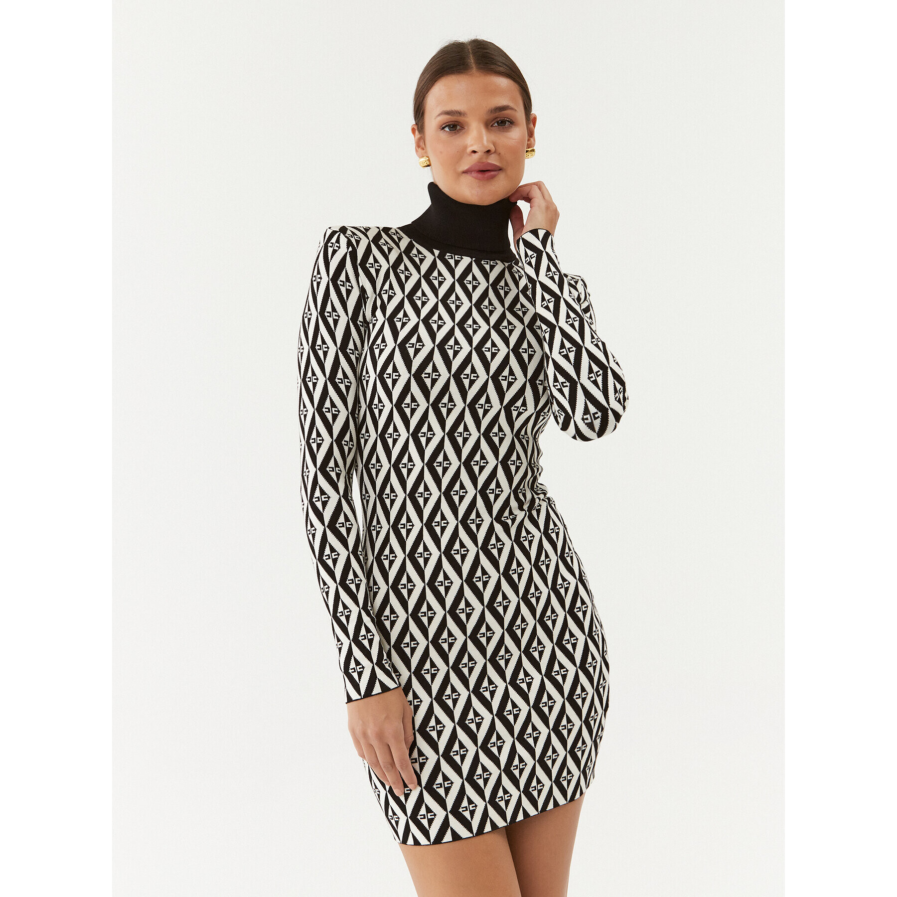 Elisabetta Franchi Плетена рокля AM-98B-36E2-V340 Бял Slim Fit - Pepit.bg
