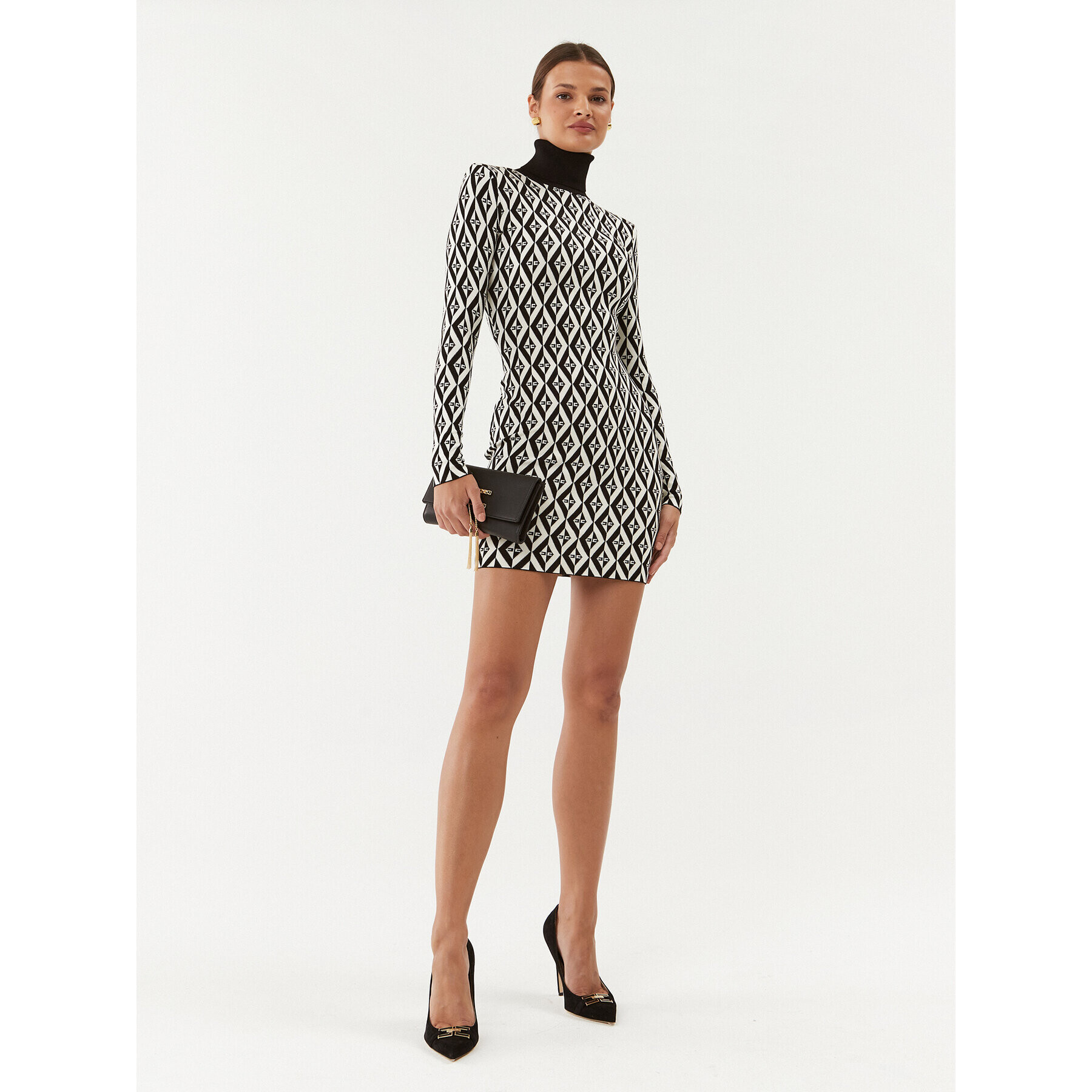 Elisabetta Franchi Плетена рокля AM-98B-36E2-V340 Бял Slim Fit - Pepit.bg