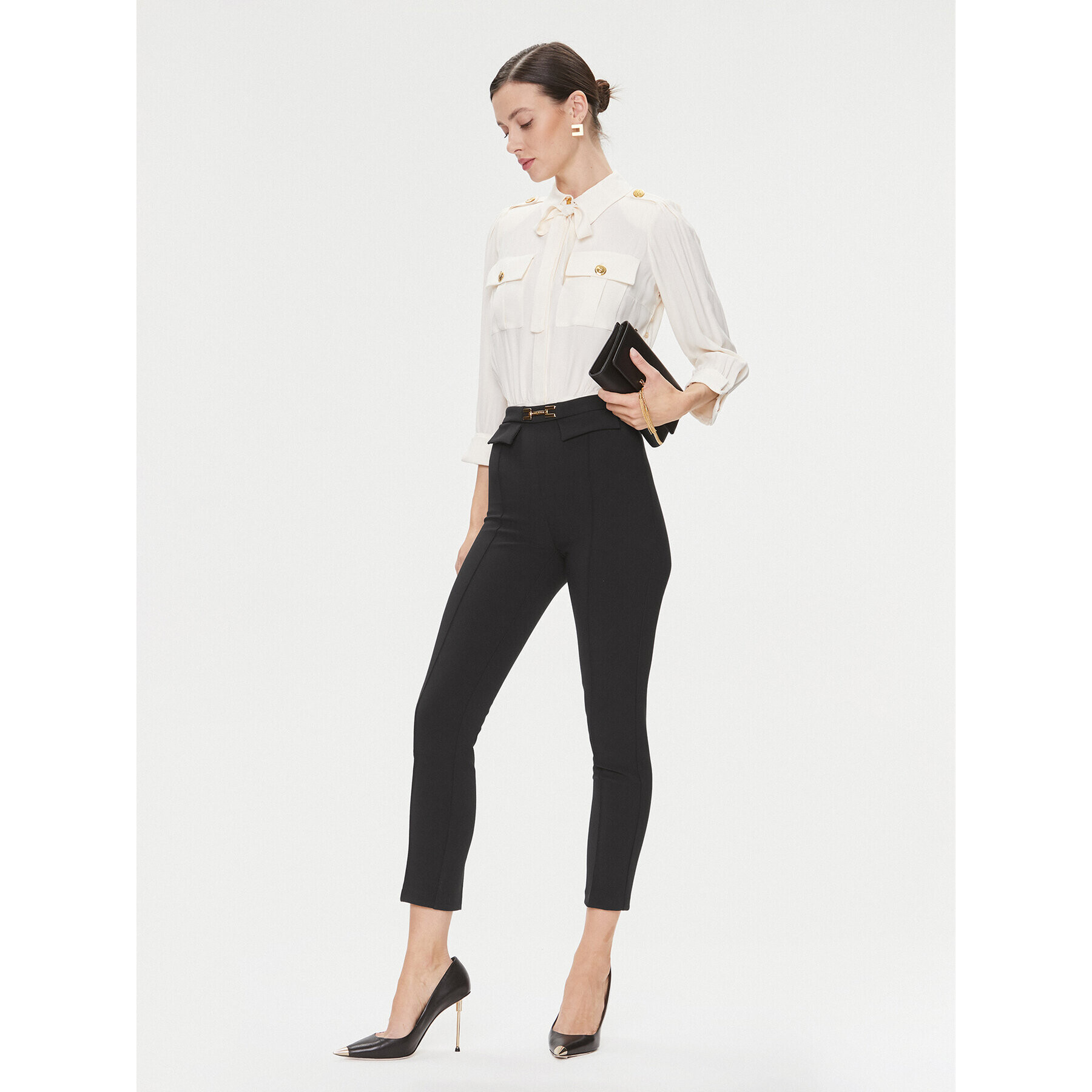 Elisabetta Franchi Гащеризон TU-007-36E2 Бял Slim Fit - Pepit.bg