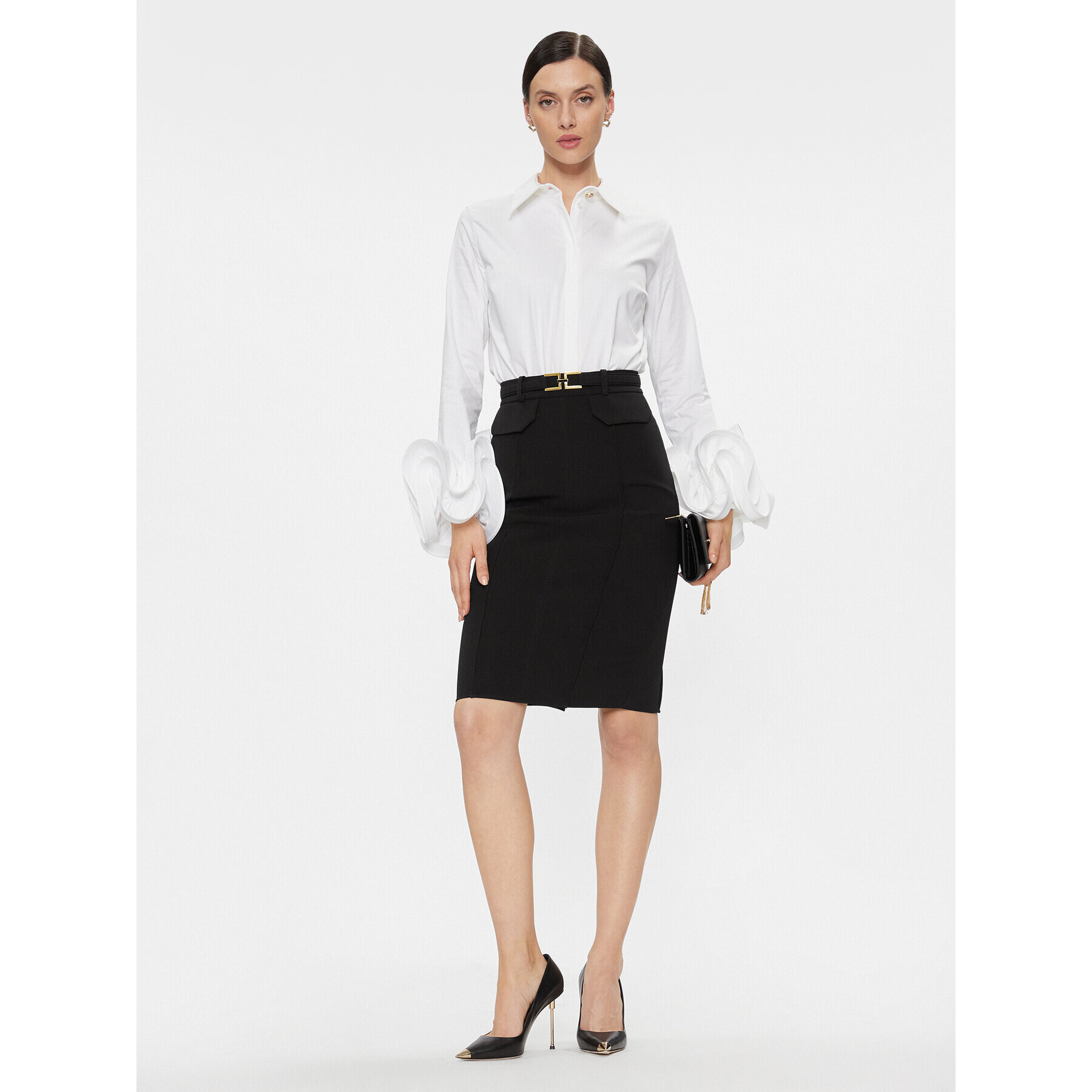 Elisabetta Franchi Пола тип молив GO-057-37E2-V340 Черен Slim Fit - Pepit.bg