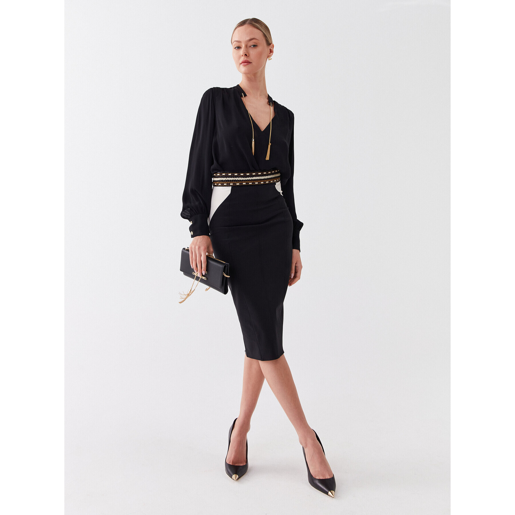 Elisabetta Franchi Пола тип молив GO-511-32E2-V380 Черен Slim Fit - Pepit.bg