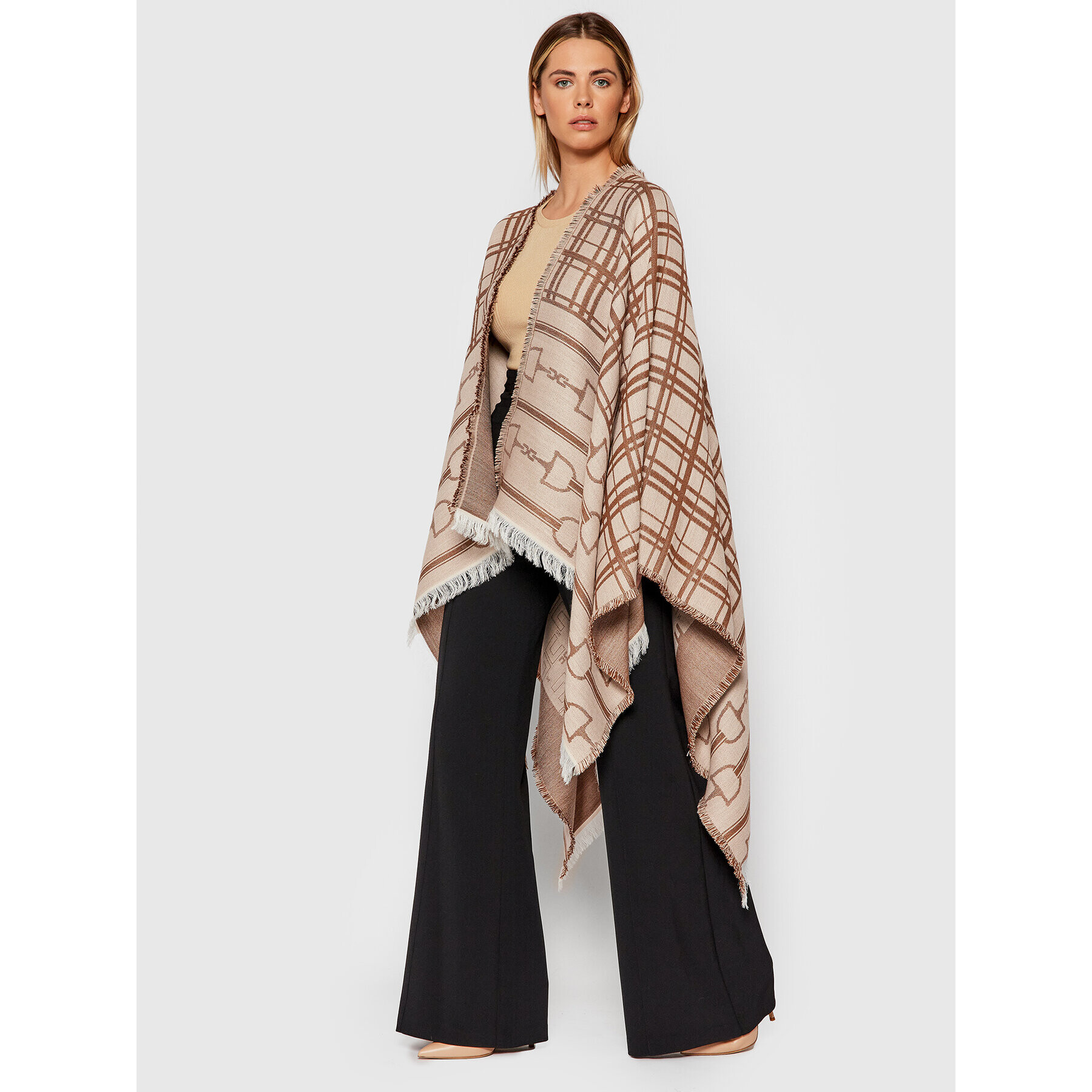 Elisabetta Franchi Пончо MT-02F-16E2-V270 Кафяв Regular Fit - Pepit.bg