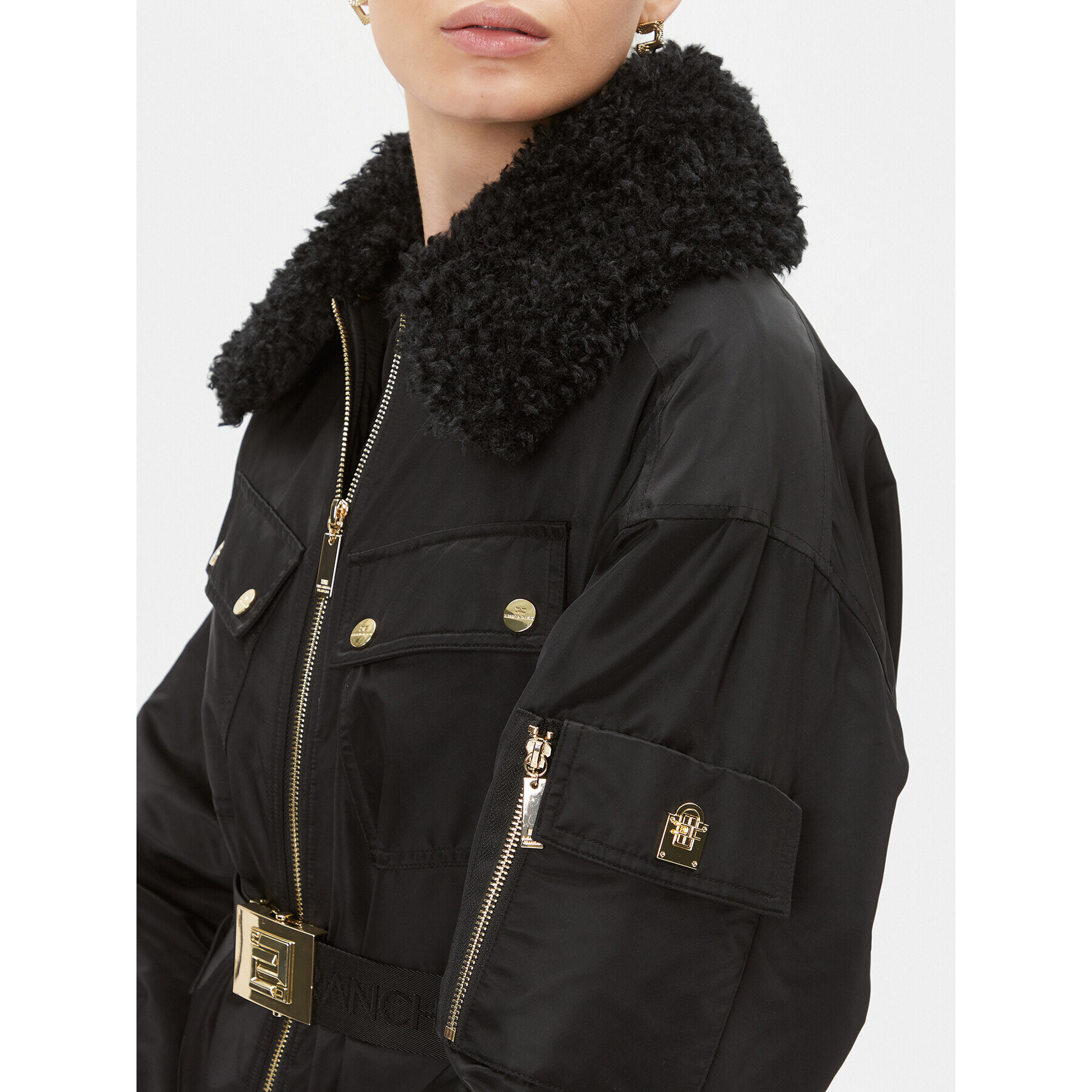 Elisabetta Franchi Преходно яке PI-57D-36E2-V760 Черен Regular Fit - Pepit.bg