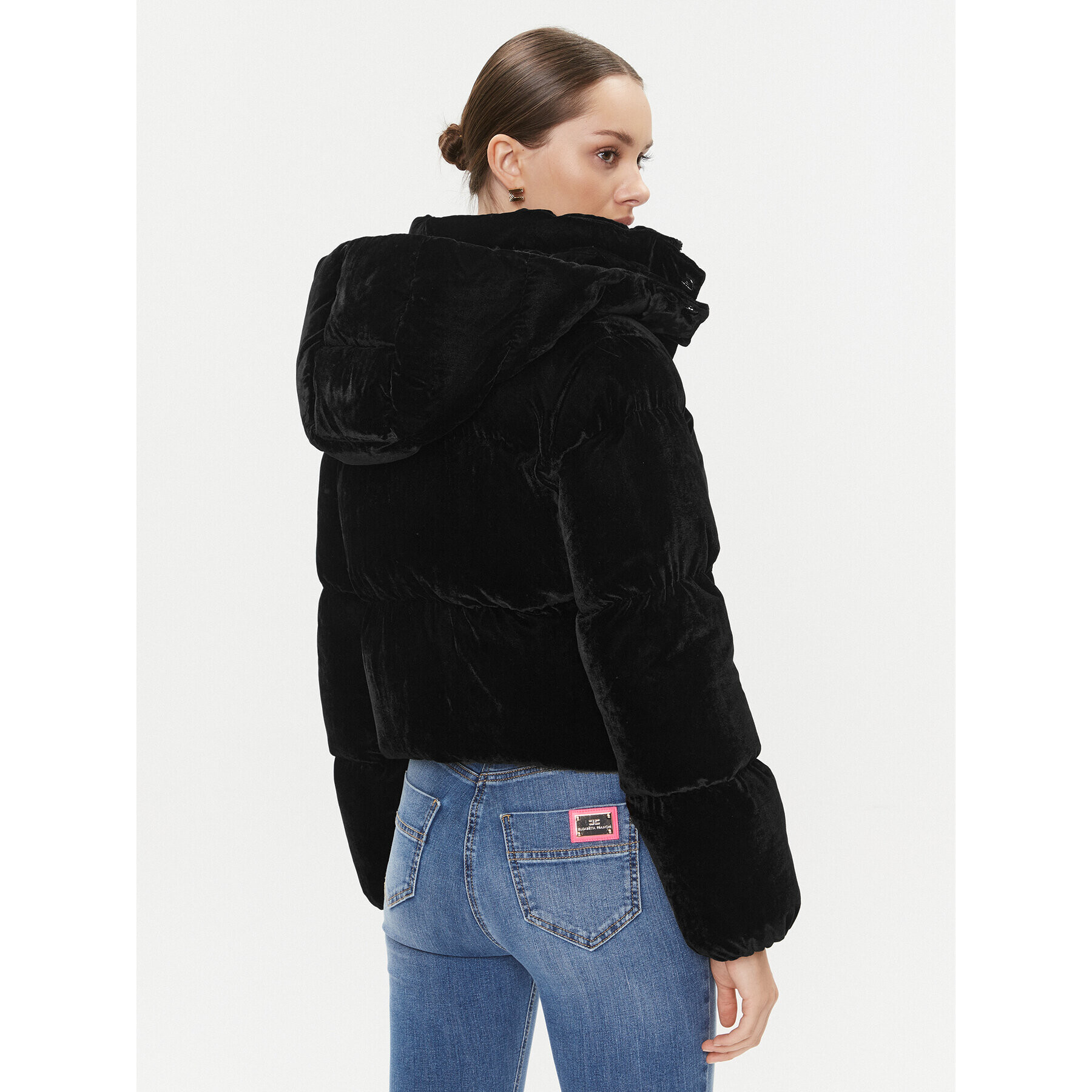 Elisabetta Franchi Пухено яке PI-62D-36E2-V540 Черен Regular Fit - Pepit.bg