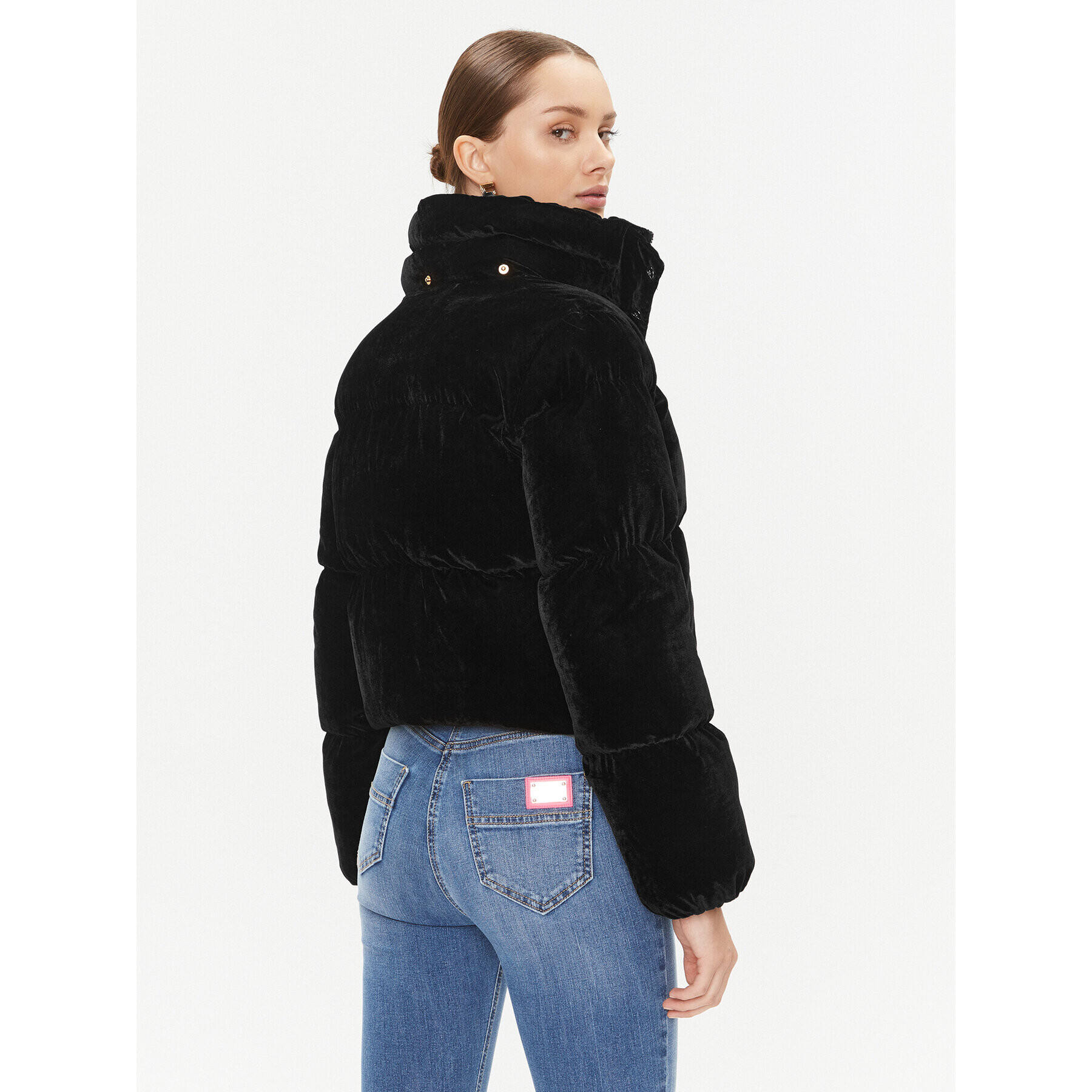 Elisabetta Franchi Пухено яке PI-62D-36E2-V540 Черен Regular Fit - Pepit.bg