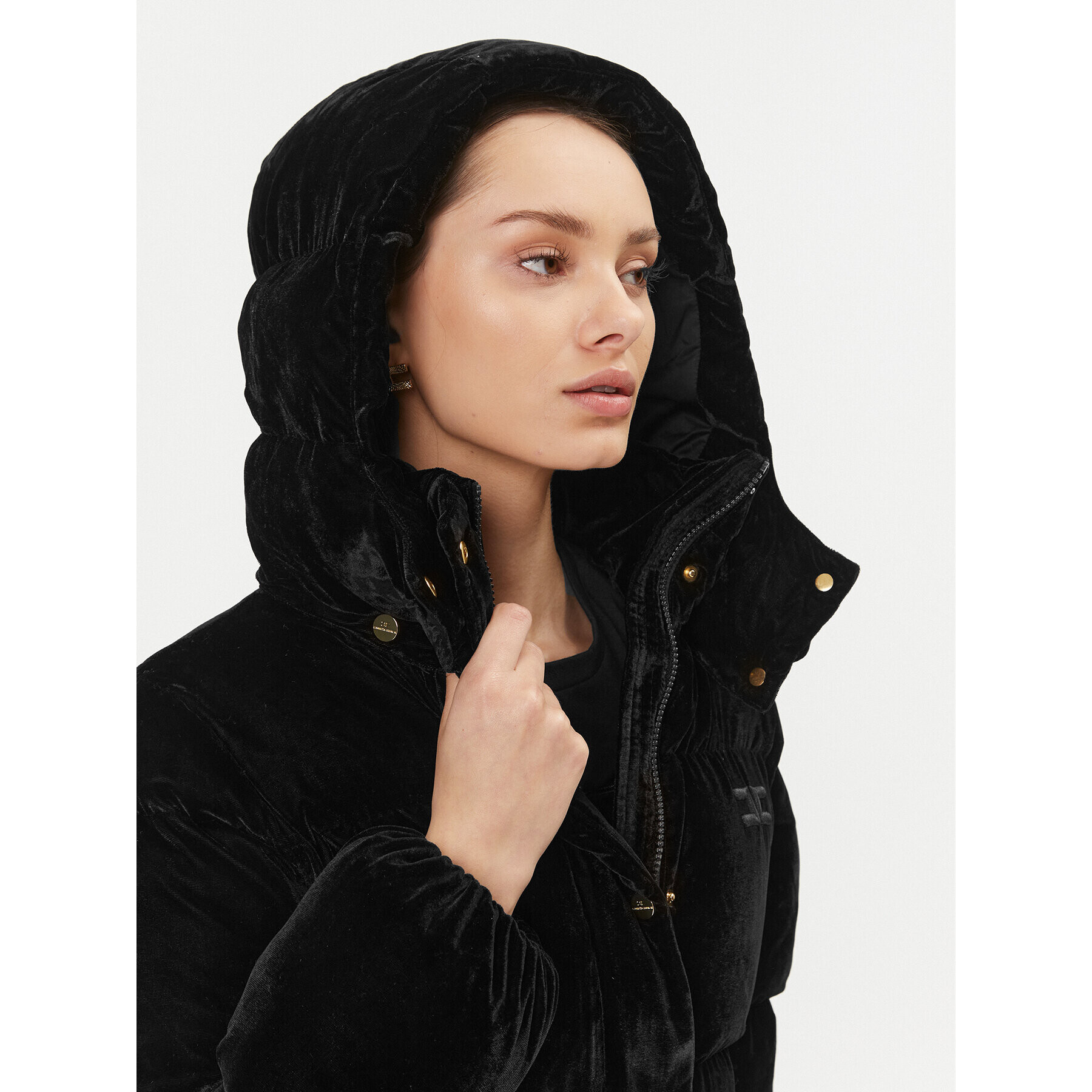 Elisabetta Franchi Пухено яке PI-62D-36E2-V540 Черен Regular Fit - Pepit.bg