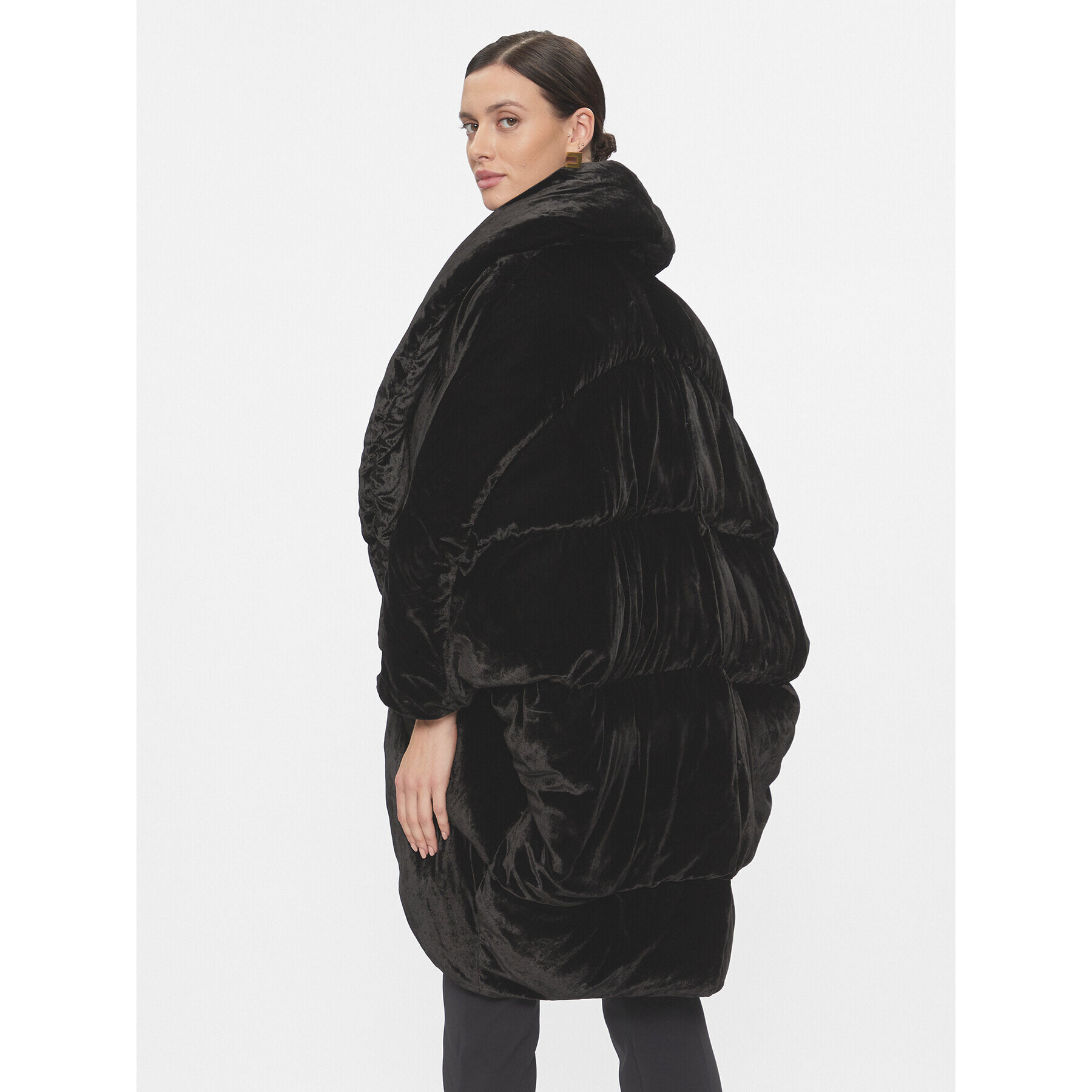 Elisabetta Franchi Пухено яке PI-66D-37E2-V700 Черен Oversize - Pepit.bg