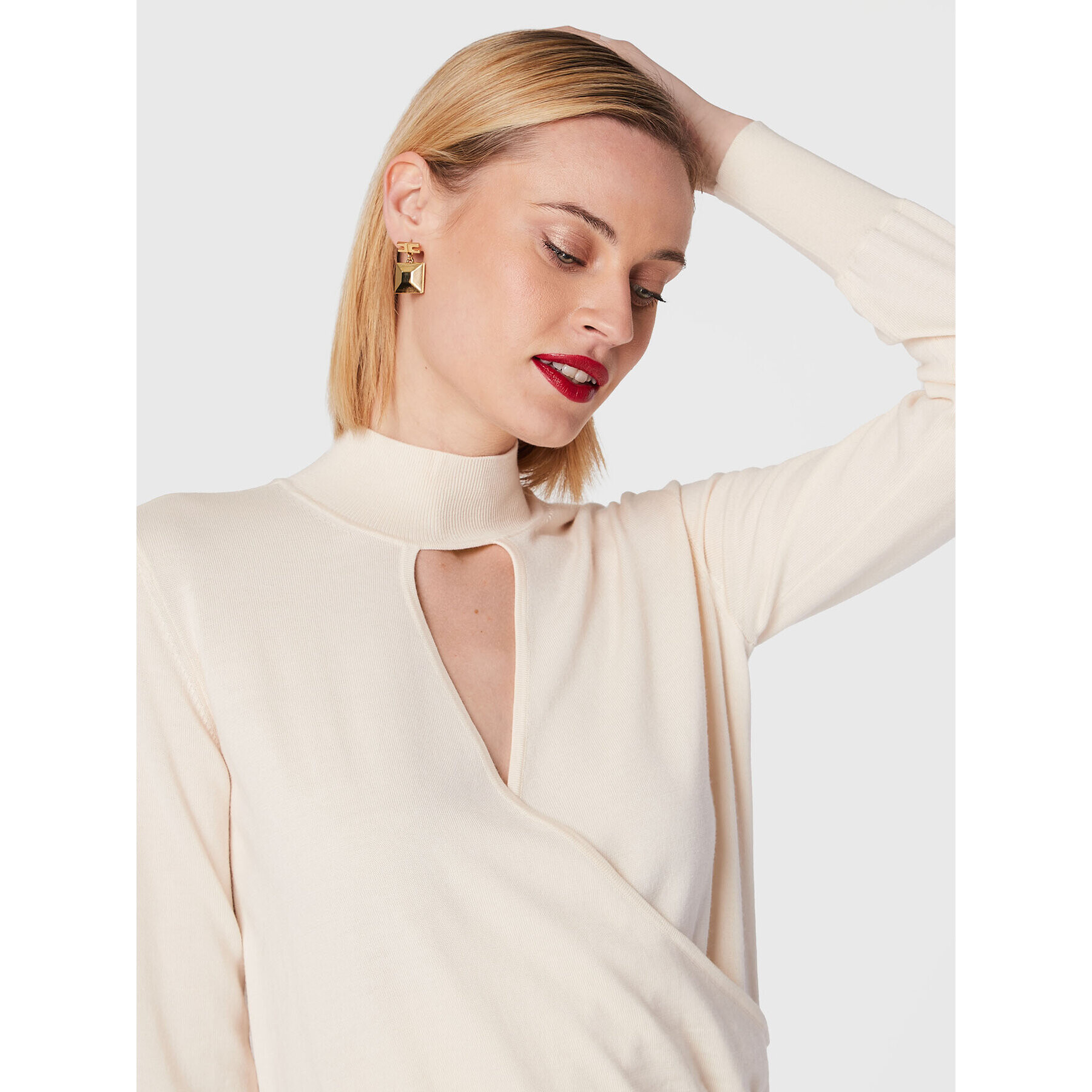 Elisabetta Franchi Пуловер MK-53S-26E2-V280 Бежов Regular Fit - Pepit.bg