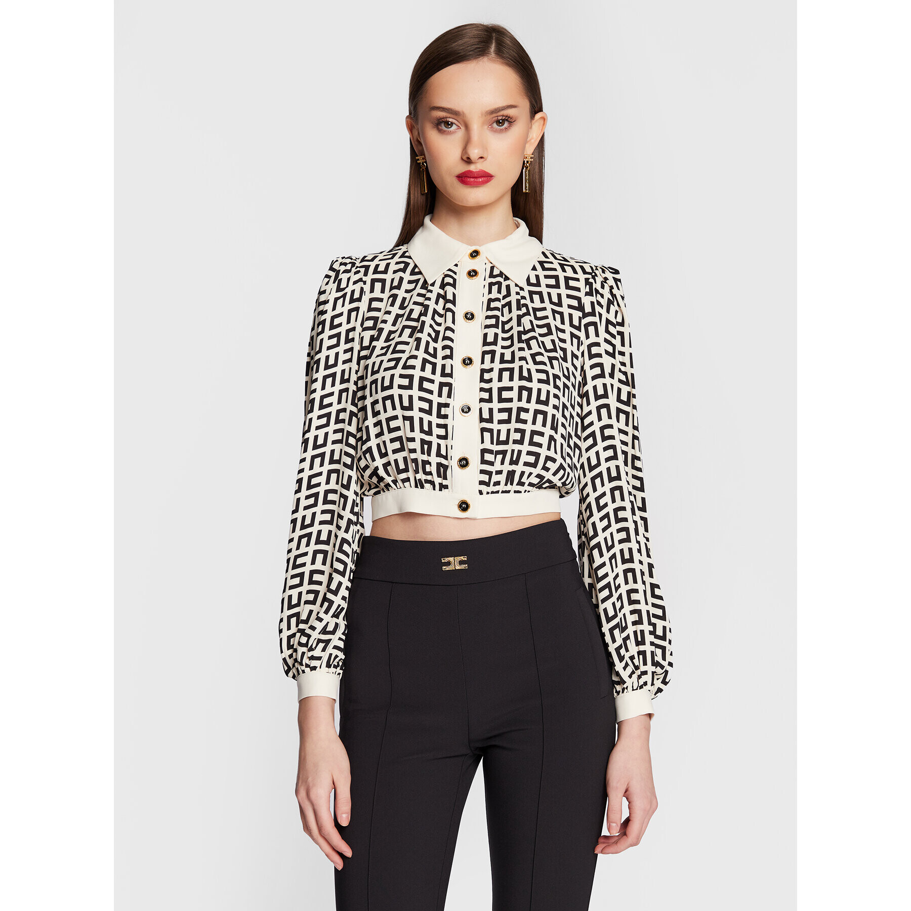 Elisabetta Franchi Риза CA-008-31E2-V350 Бежов Regular Fit - Pepit.bg