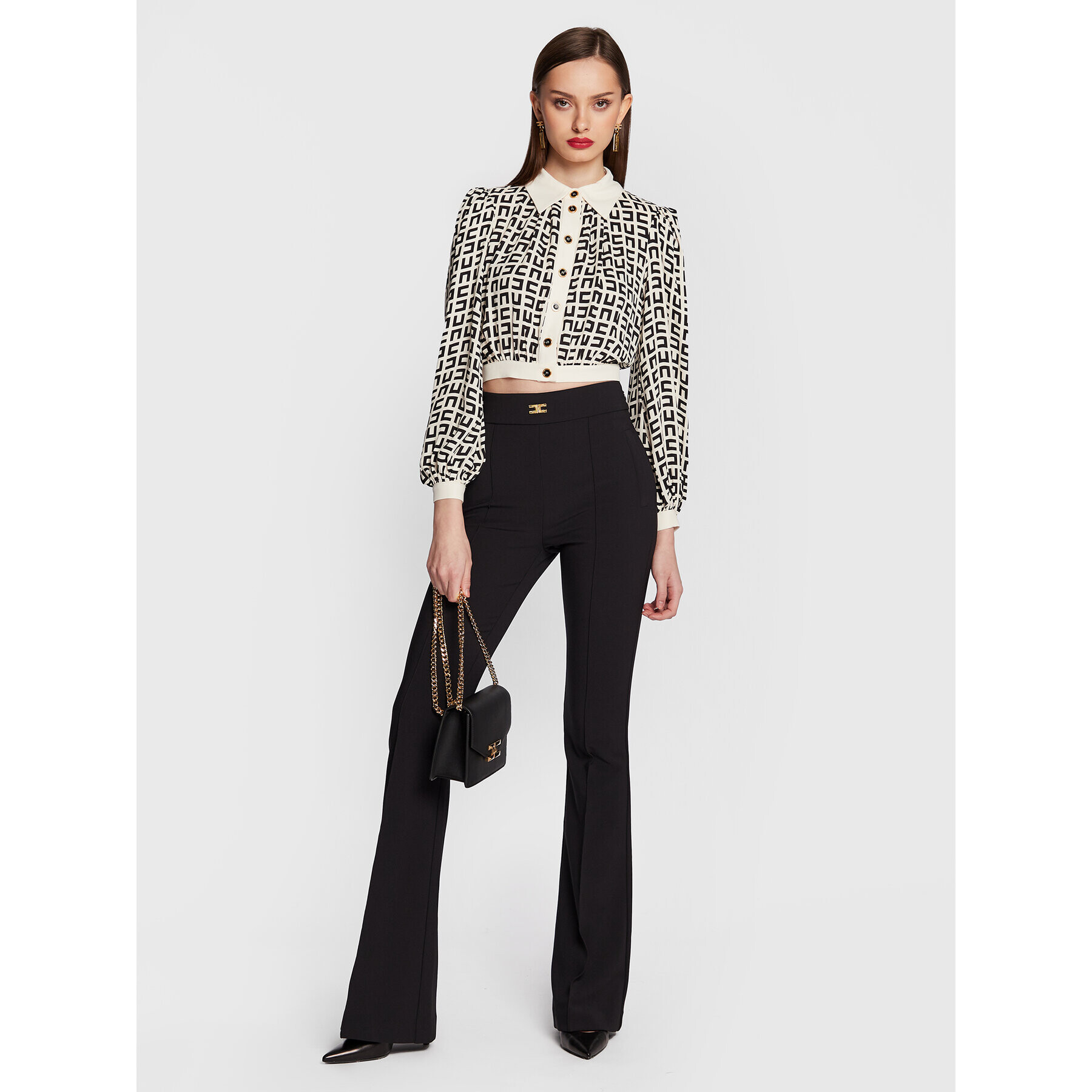 Elisabetta Franchi Риза CA-008-31E2-V350 Бежов Regular Fit - Pepit.bg