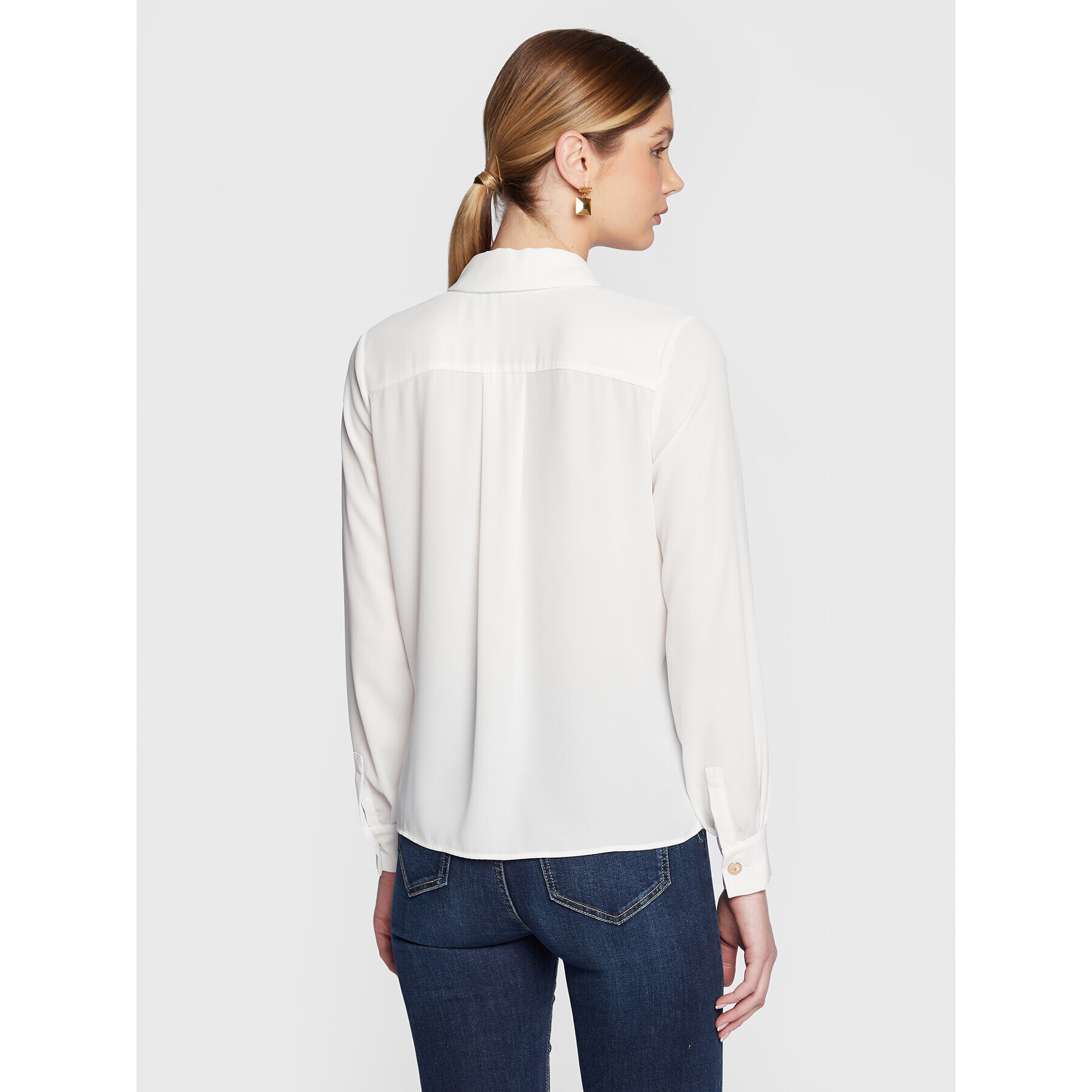Elisabetta Franchi Риза CA-013-31E2-V300 Бял Relaxed Fit - Pepit.bg