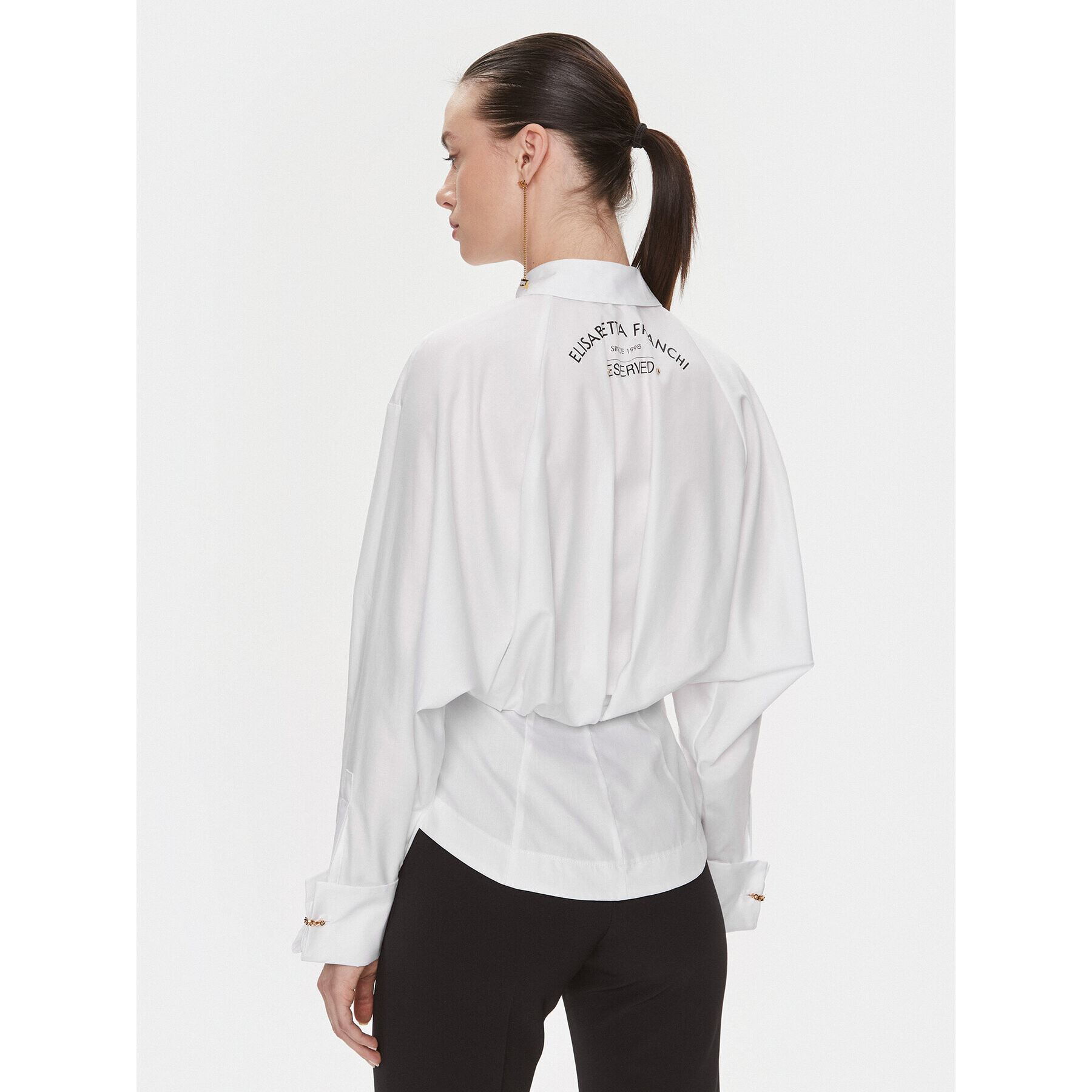 Elisabetta Franchi Риза CA-017-41E2-V300 Бял Regular Fit - Pepit.bg