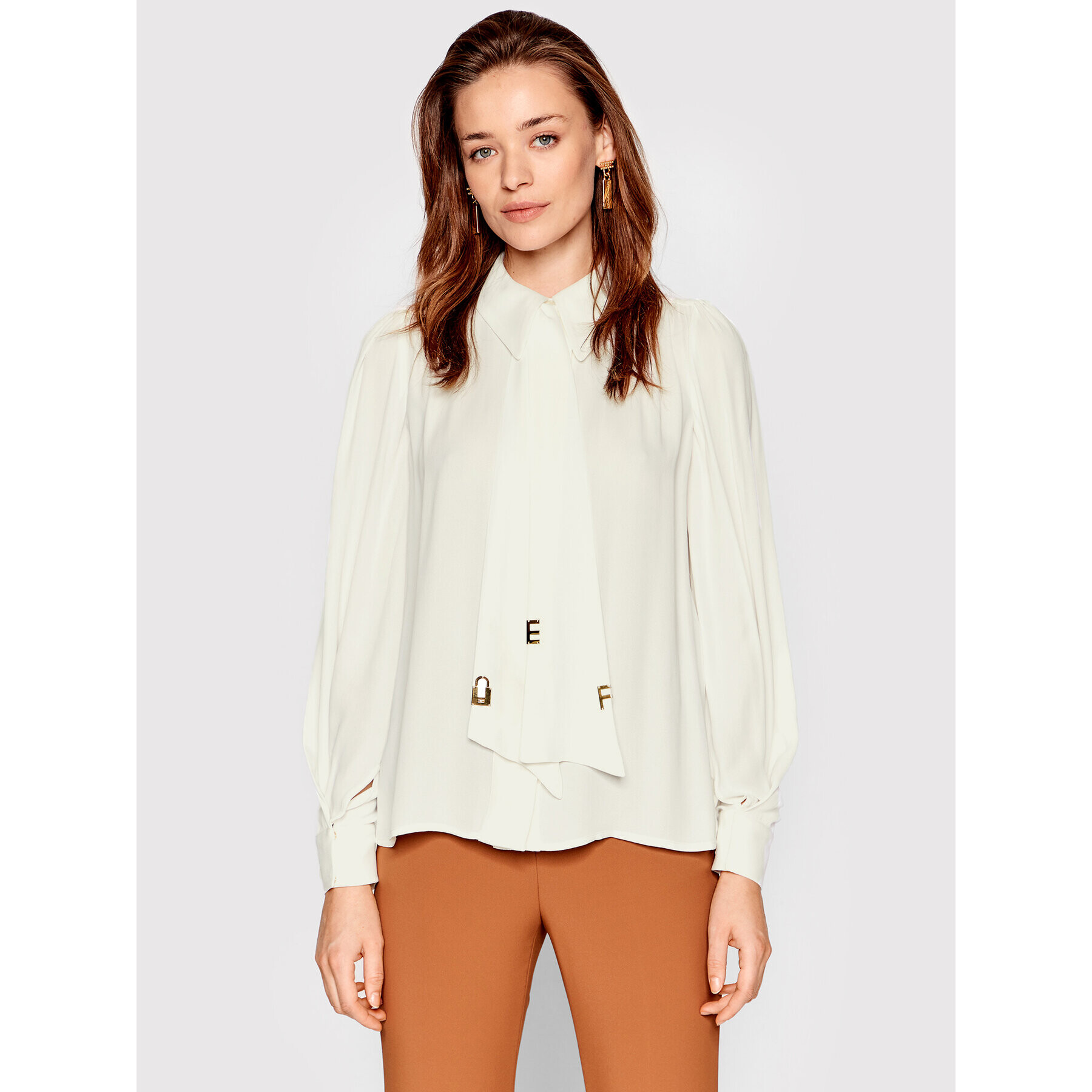 Elisabetta Franchi Риза CA-019-21E2-V300 Бял Regular Fit - Pepit.bg
