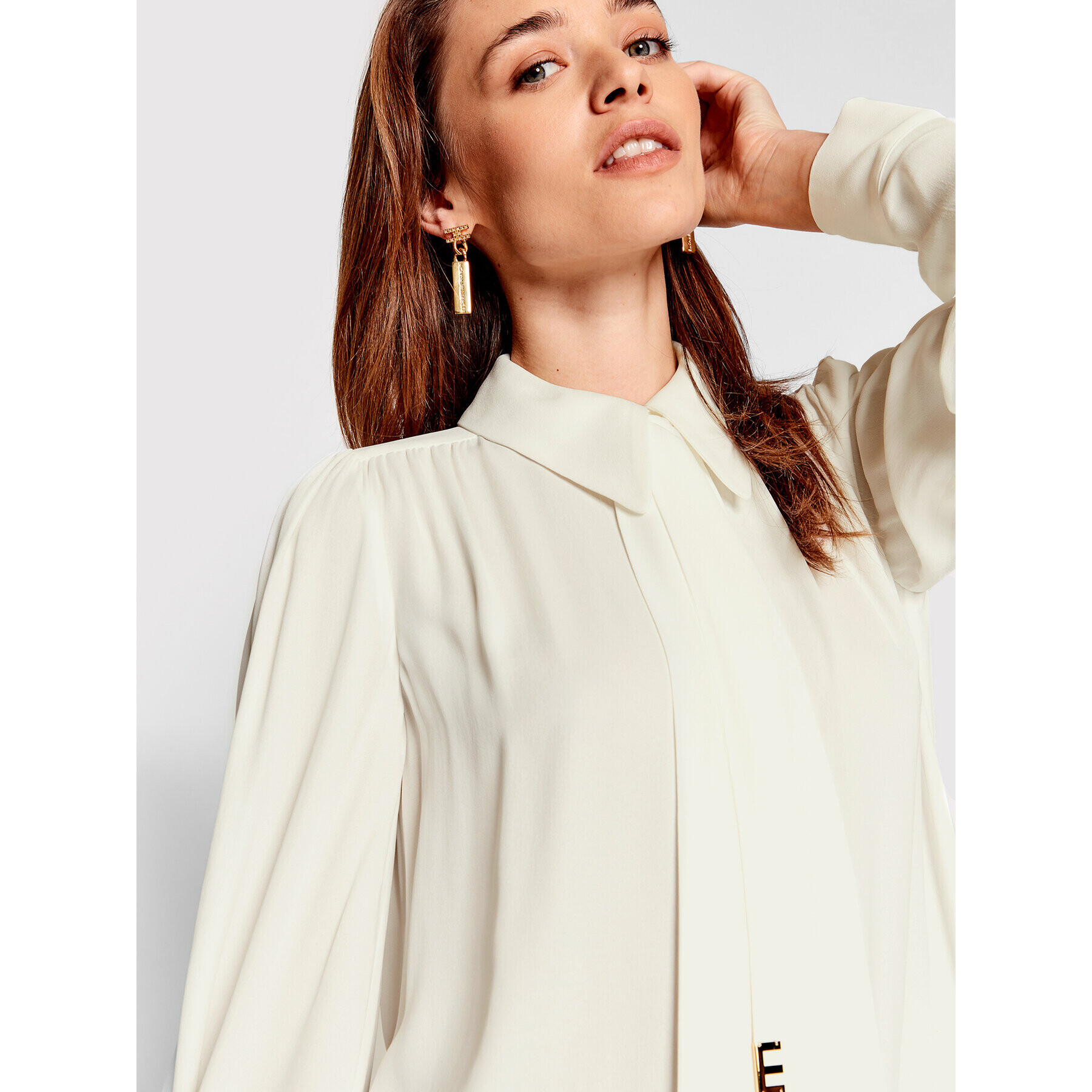 Elisabetta Franchi Риза CA-019-21E2-V300 Бял Regular Fit - Pepit.bg