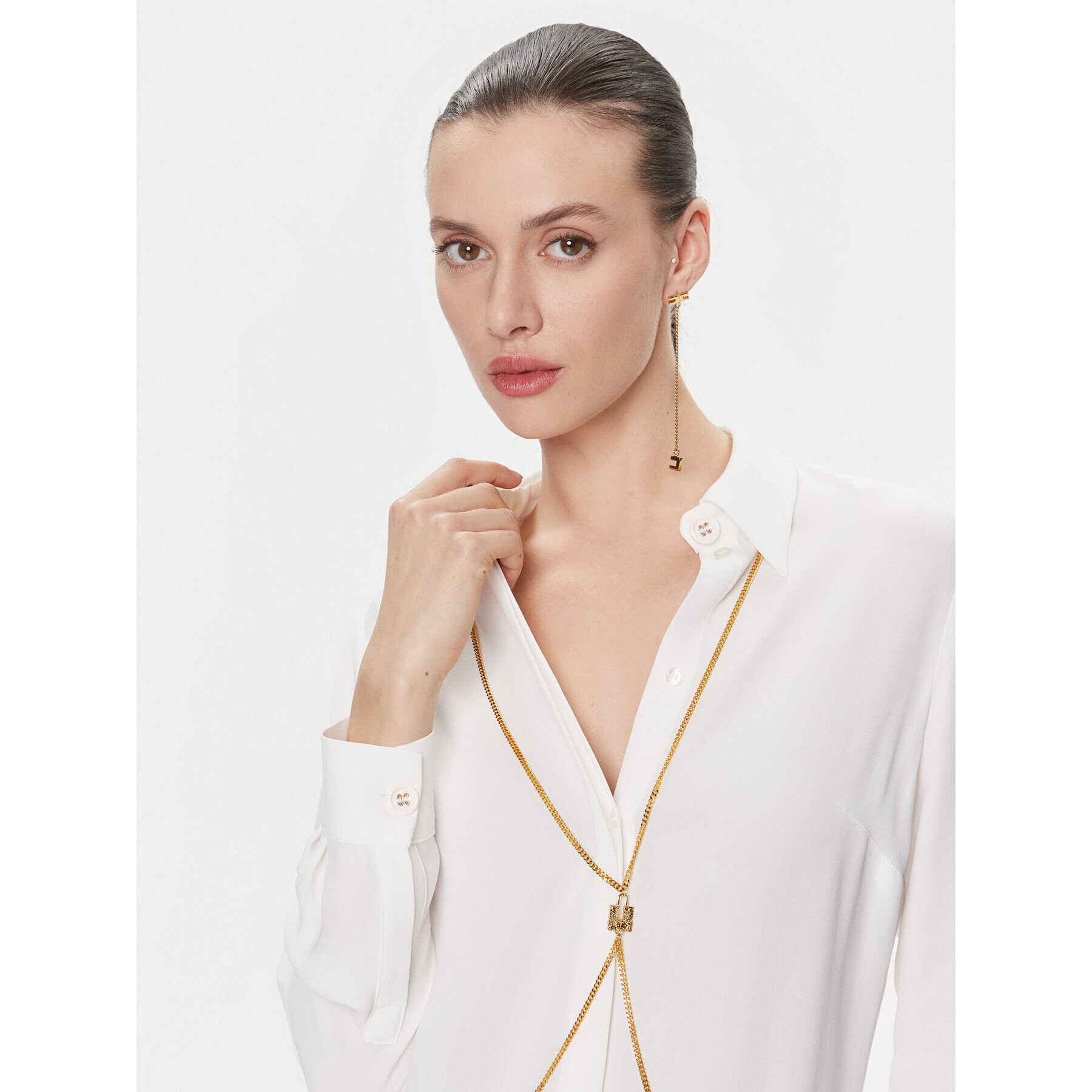 Elisabetta Franchi Риза CA-022-41E2-V380 Бял Regular Fit - Pepit.bg