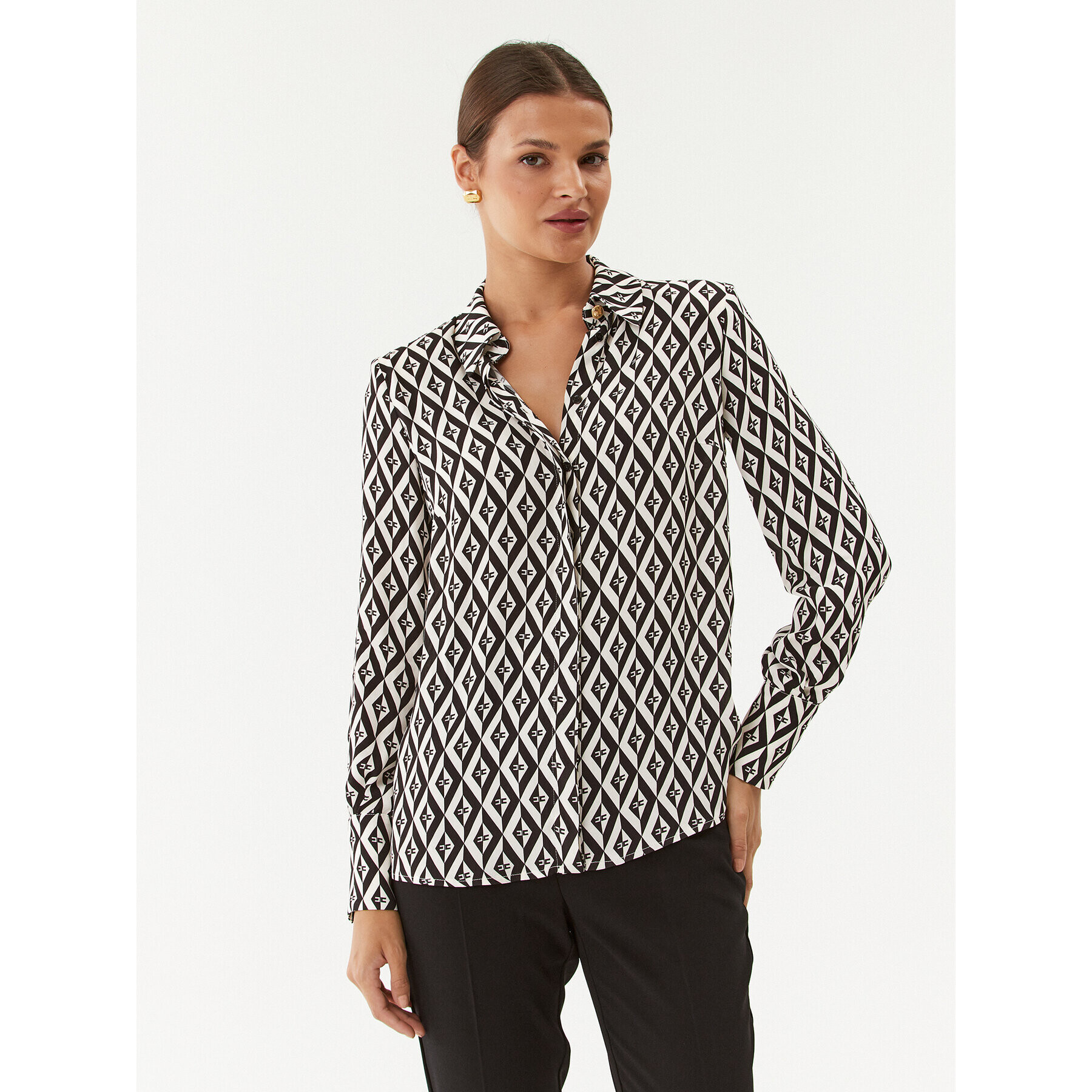 Elisabetta Franchi Риза CA-024-36E2-V350 Бял Regular Fit - Pepit.bg