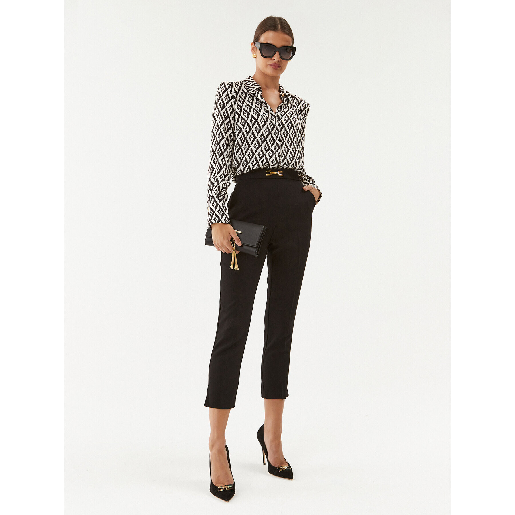 Elisabetta Franchi Риза CA-024-36E2-V350 Бял Regular Fit - Pepit.bg