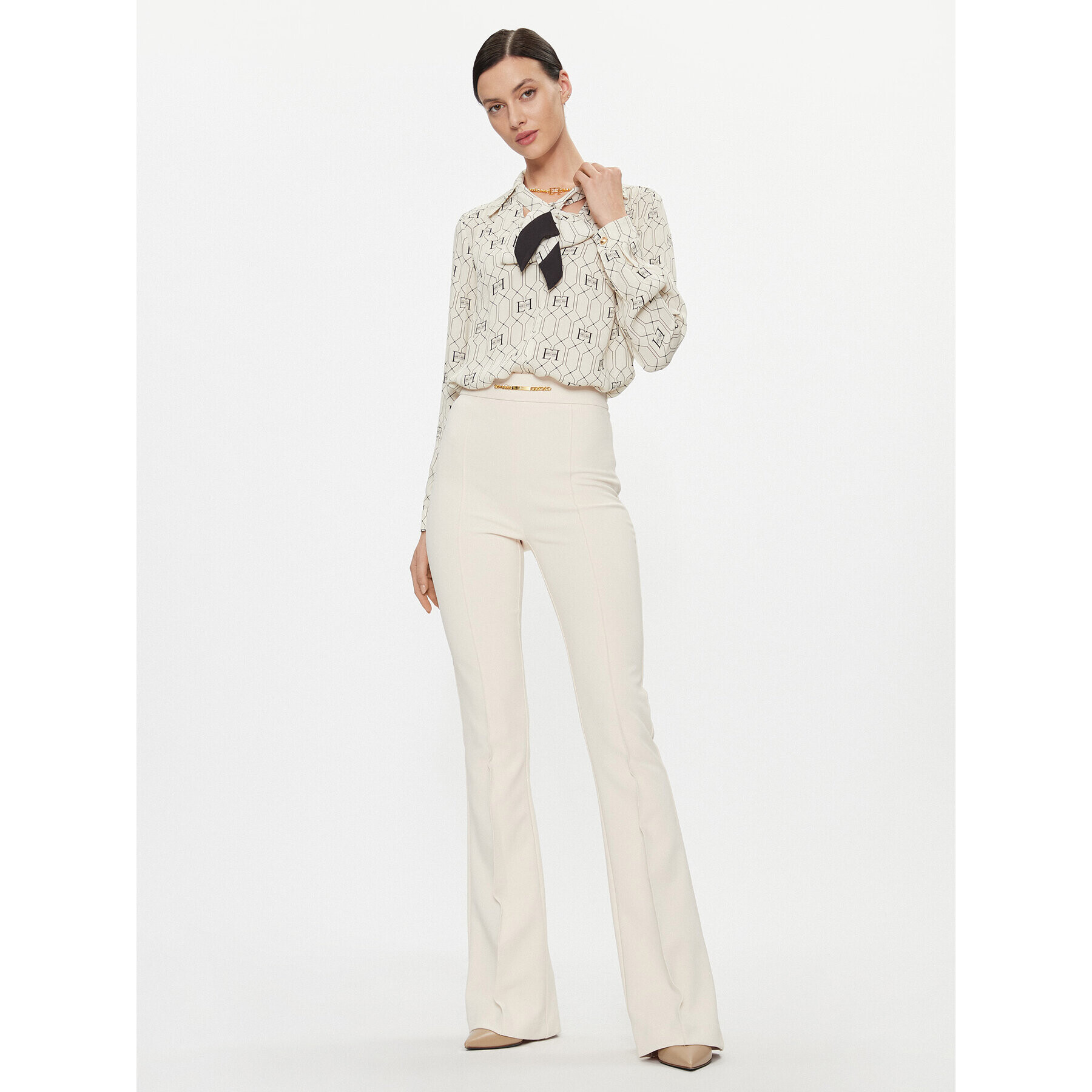 Elisabetta Franchi Риза CA-034-37E2-V430 Екрю Regular Fit - Pepit.bg