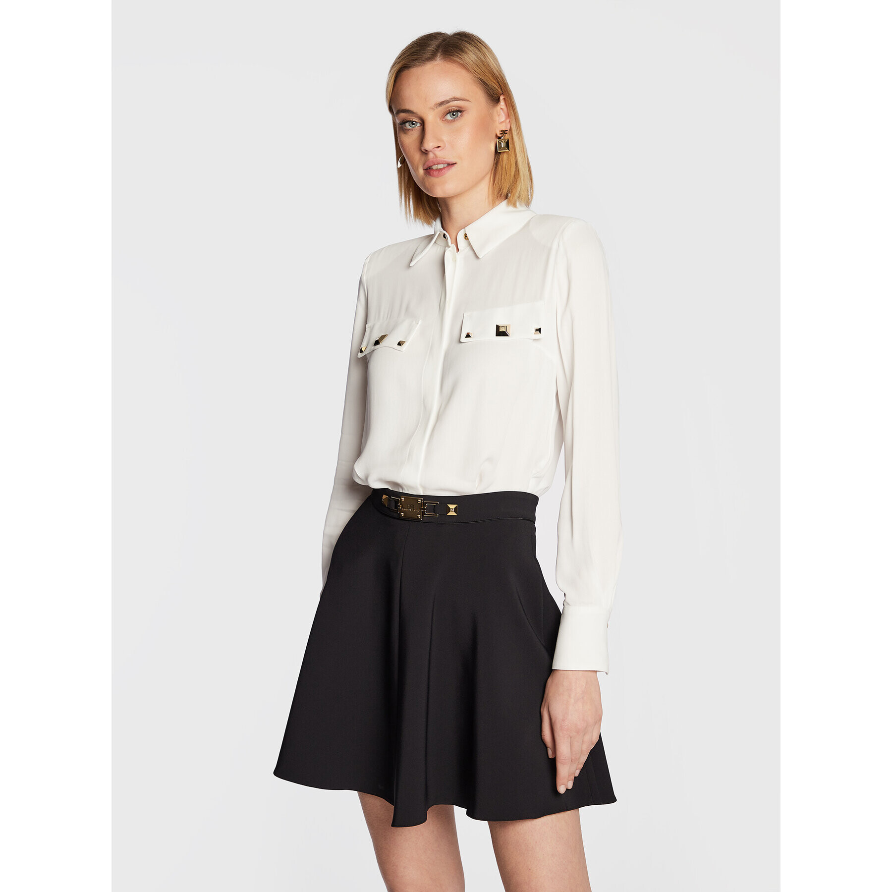 Elisabetta Franchi Риза CA-052-27E2-V320 Бял Regular Fit - Pepit.bg