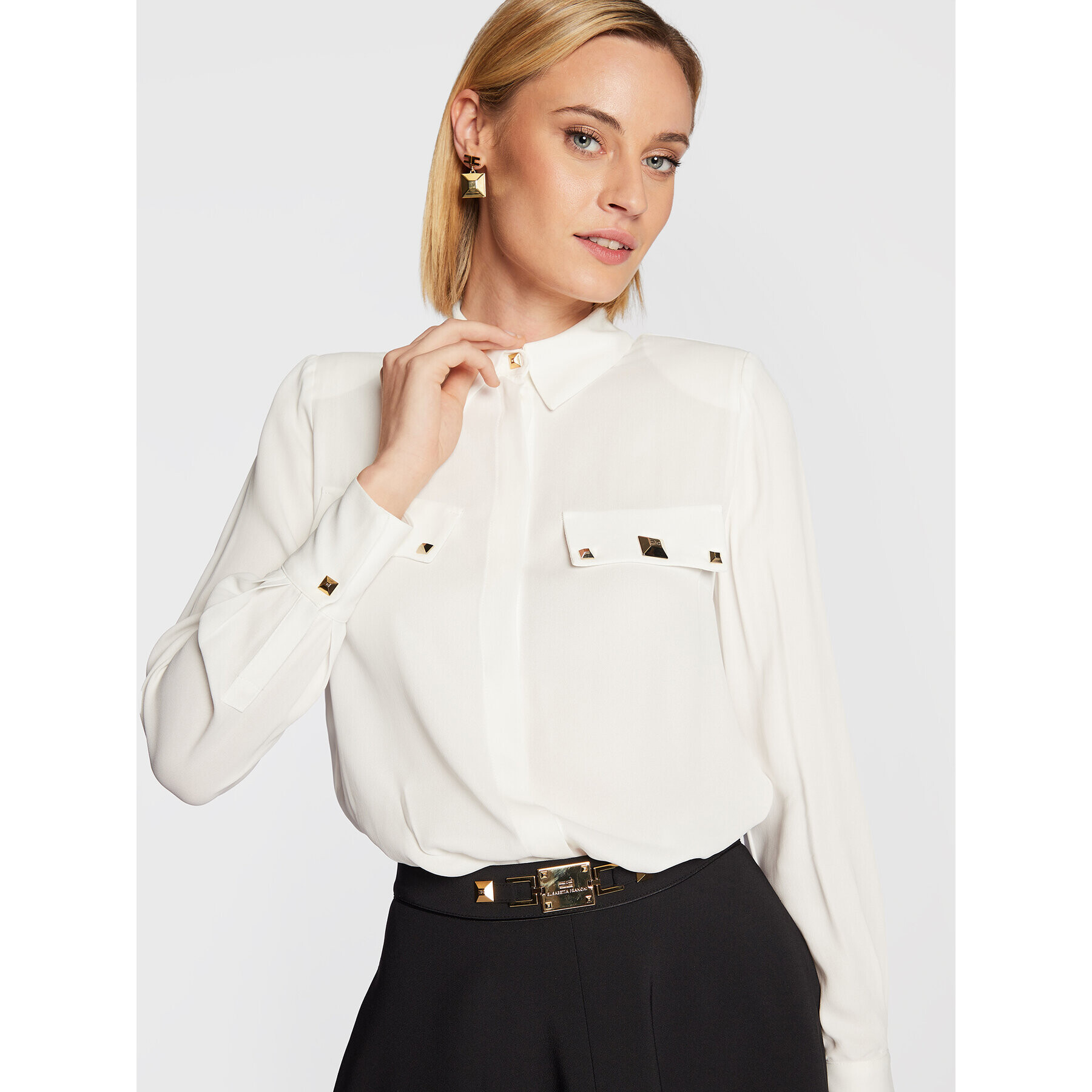 Elisabetta Franchi Риза CA-052-27E2-V320 Бял Regular Fit - Pepit.bg