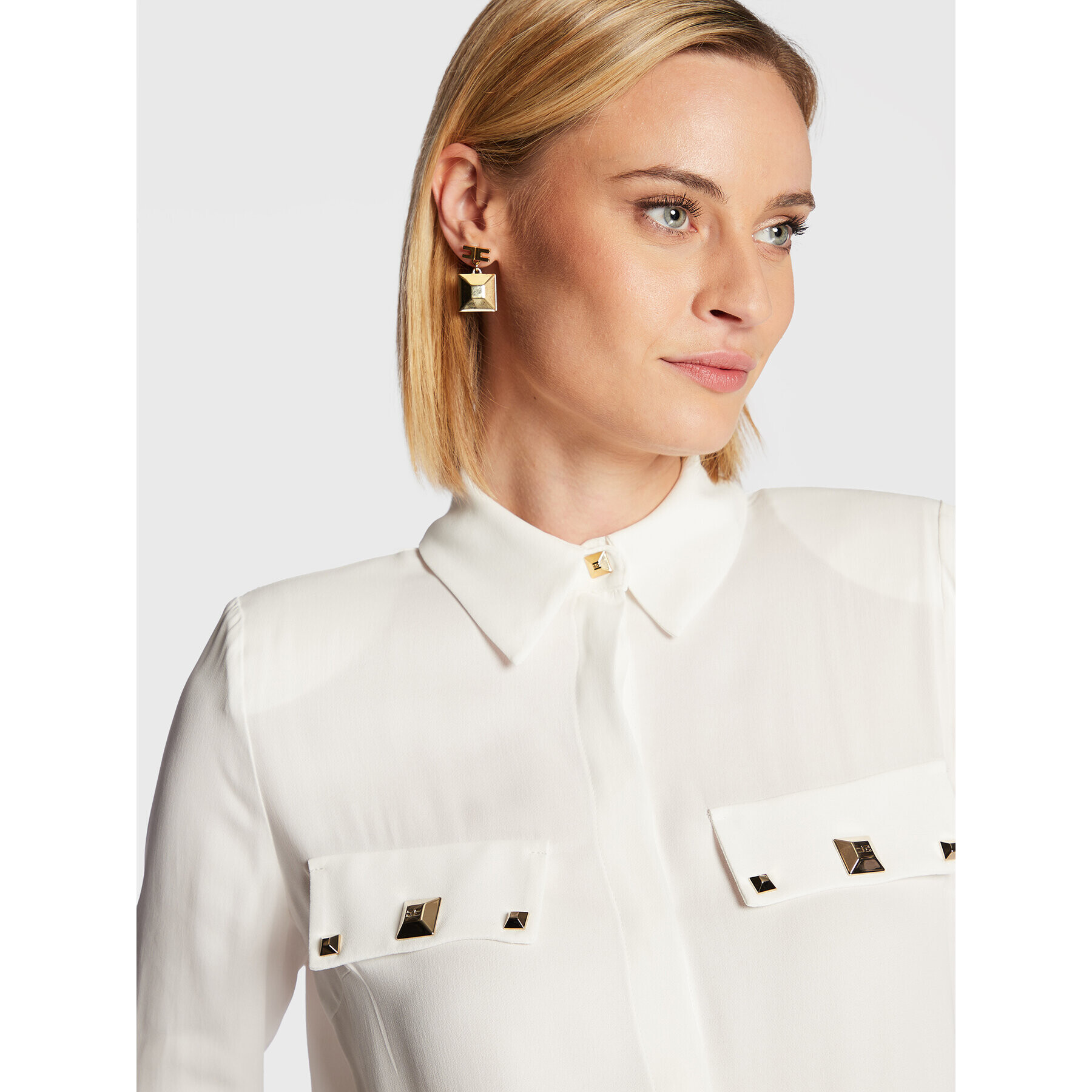 Elisabetta Franchi Риза CA-052-27E2-V320 Бял Regular Fit - Pepit.bg