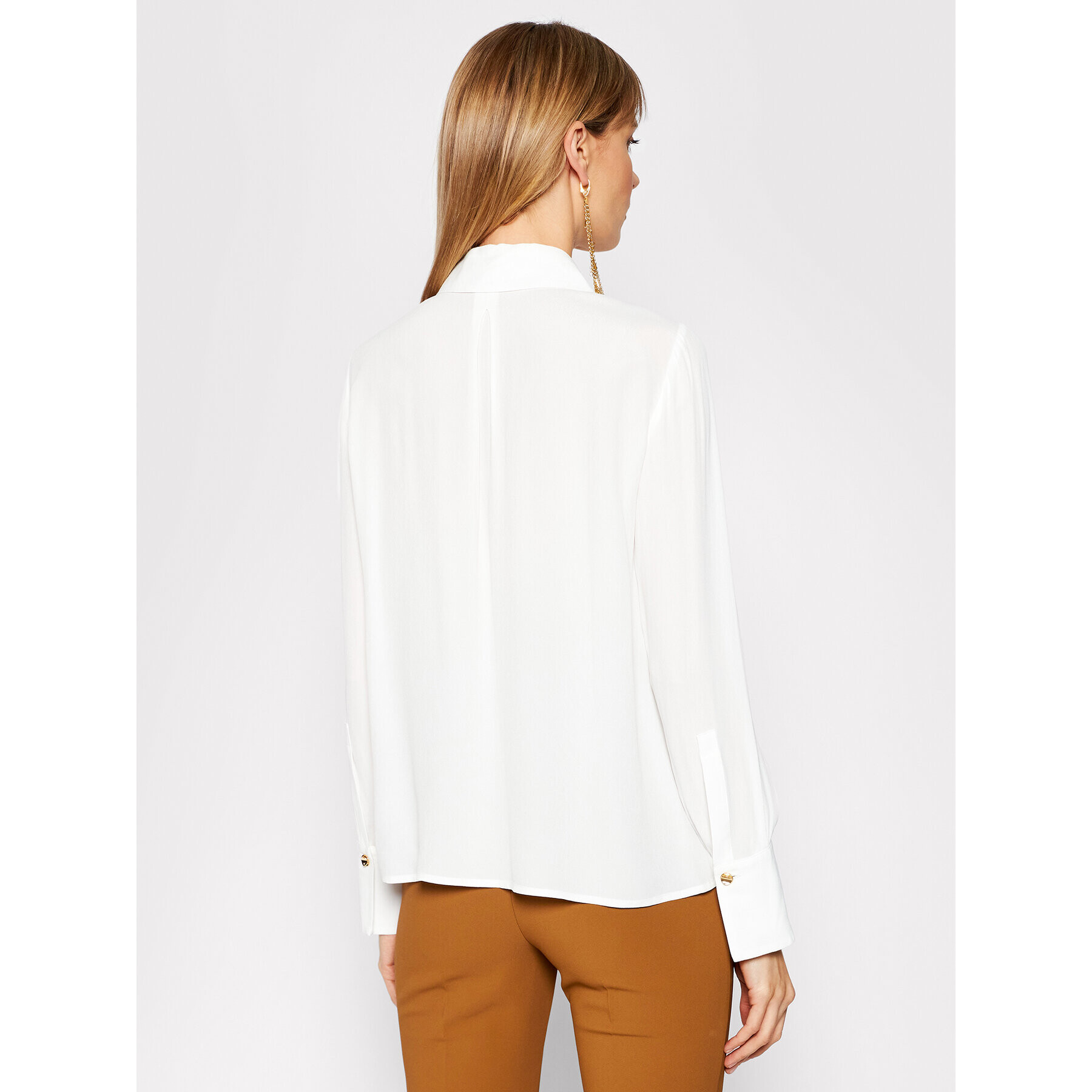 Elisabetta Franchi Риза CA-281-11E2-V310 Бял Straight Fit - Pepit.bg