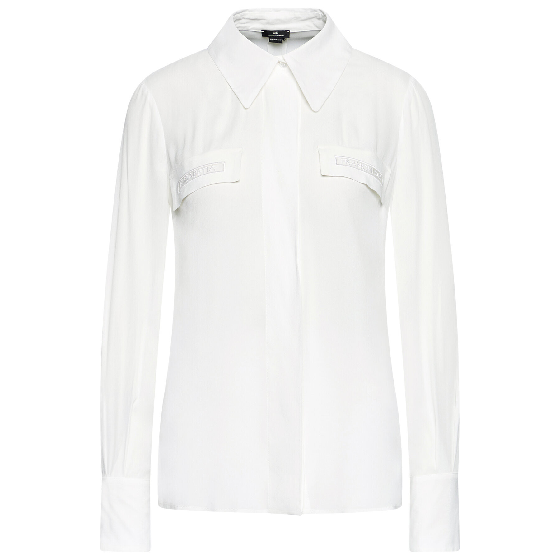 Elisabetta Franchi Риза CA-281-11E2-V310 Бял Straight Fit - Pepit.bg