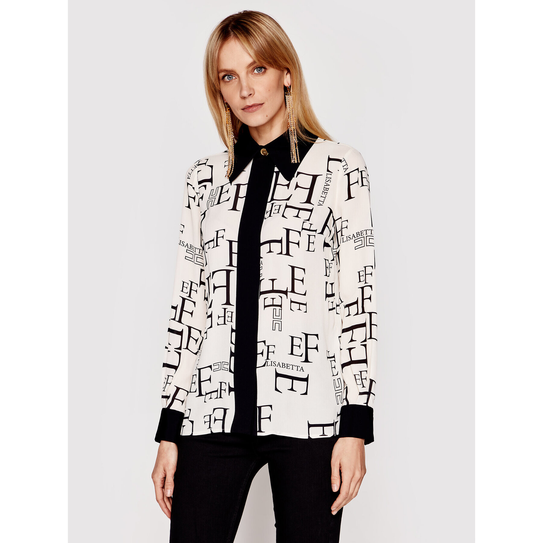 Elisabetta Franchi Риза CA-319-11E2-V310 Бежов Regular Fit - Pepit.bg