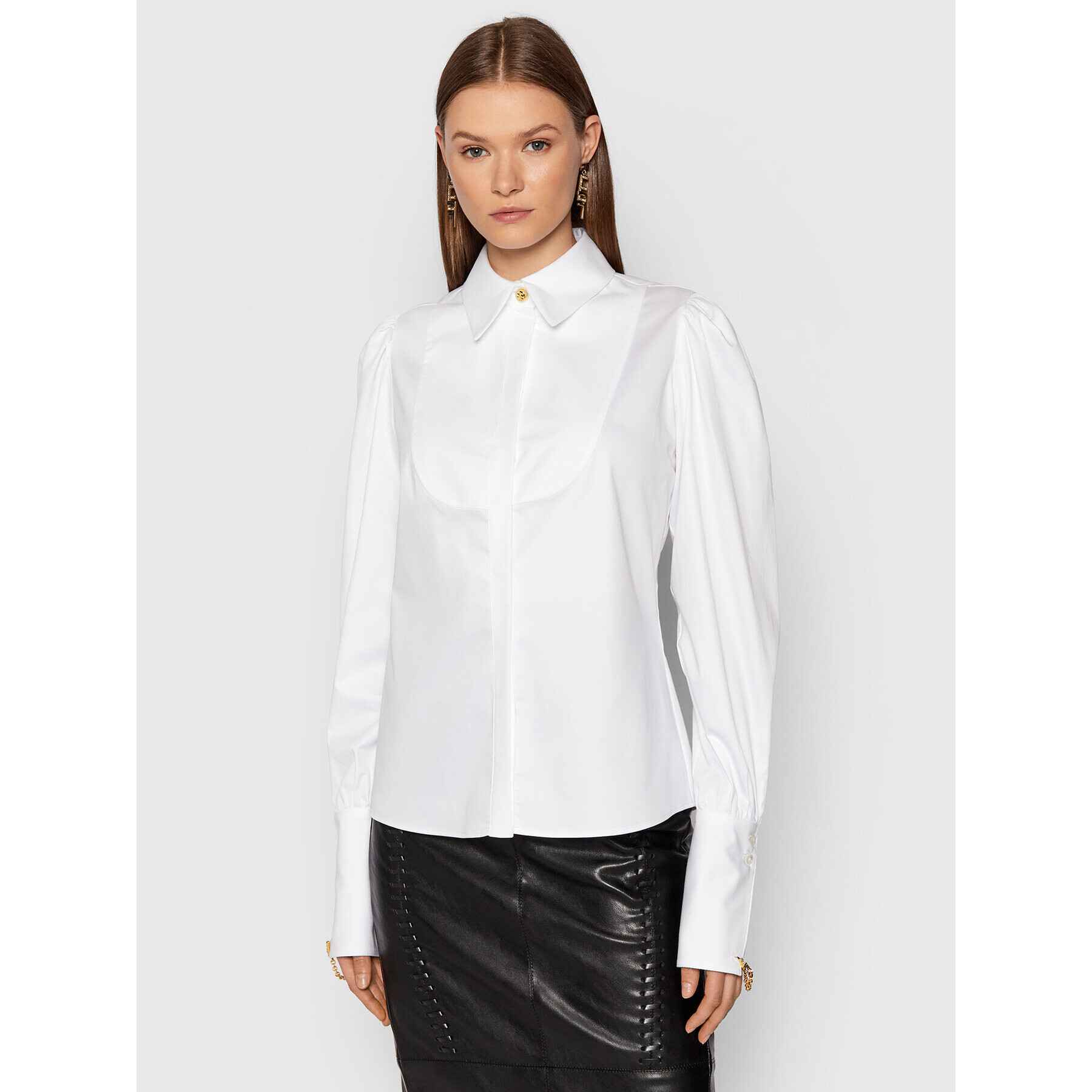 Elisabetta Franchi Риза CA-323-16E2-V370 Бял Slim Fit - Pepit.bg