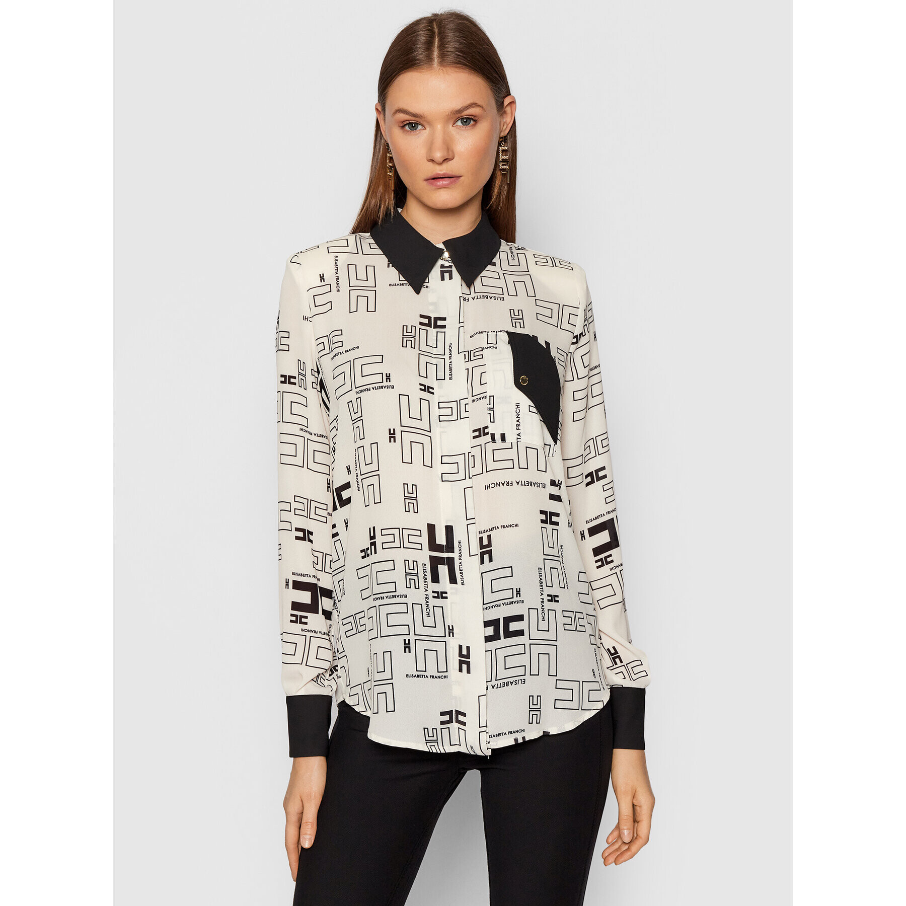 Elisabetta Franchi Риза CA-332-16E2-V290 Бежов Regular Fit - Pepit.bg